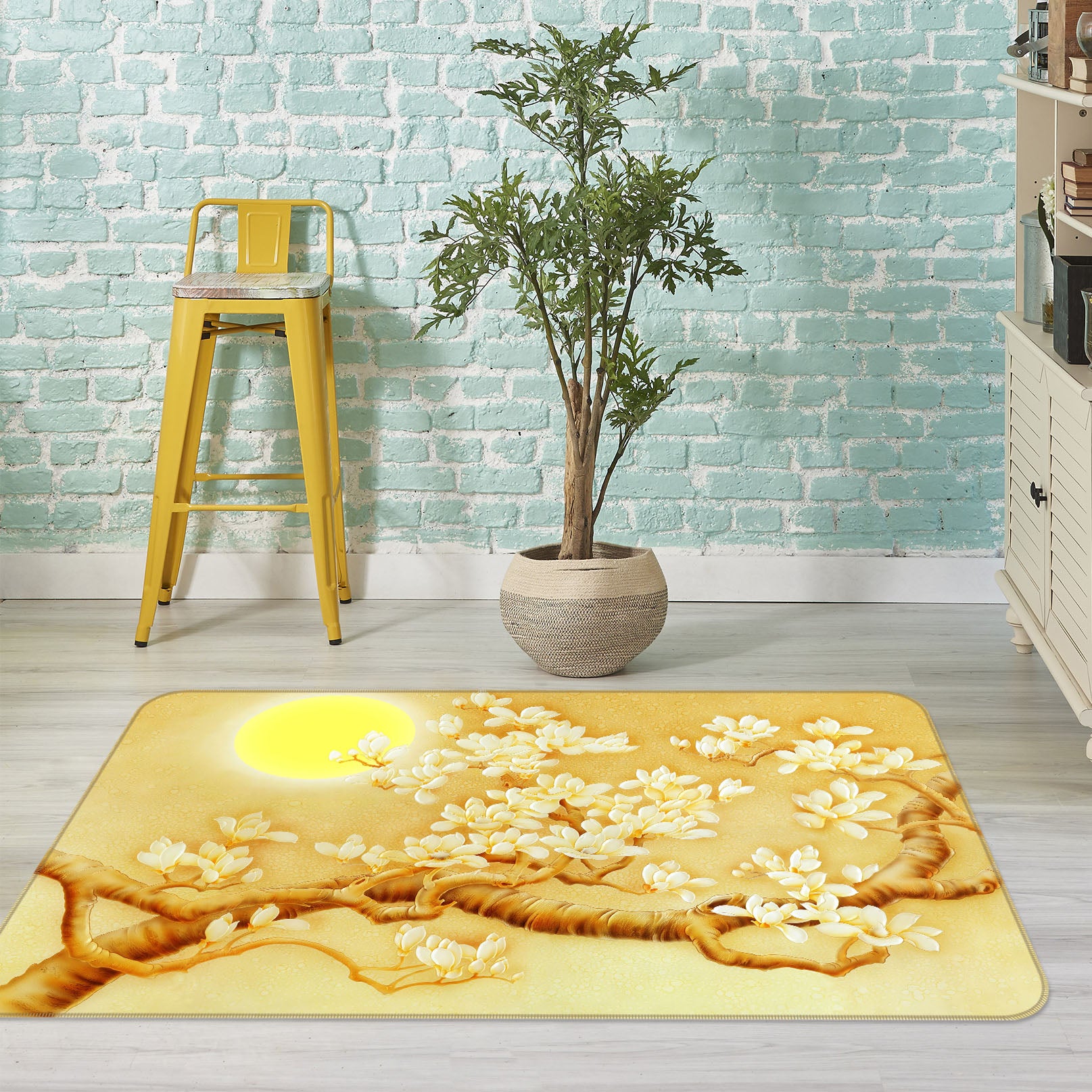 3D Branches Moon 32089 Non Slip Rug Mat