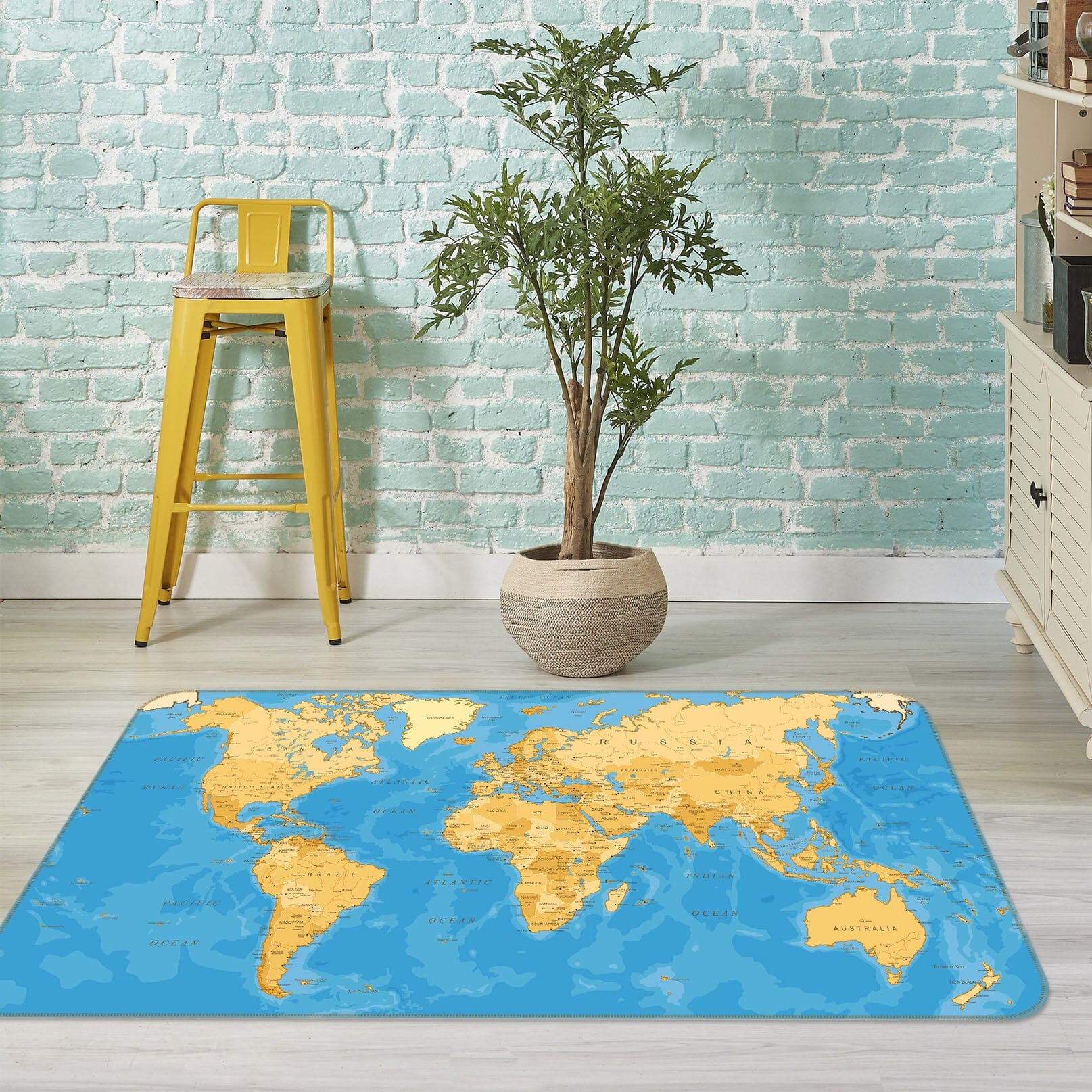 3D Yellow Pattern 278 World Map Non Slip Rug Mat Mat AJ Creativity Home