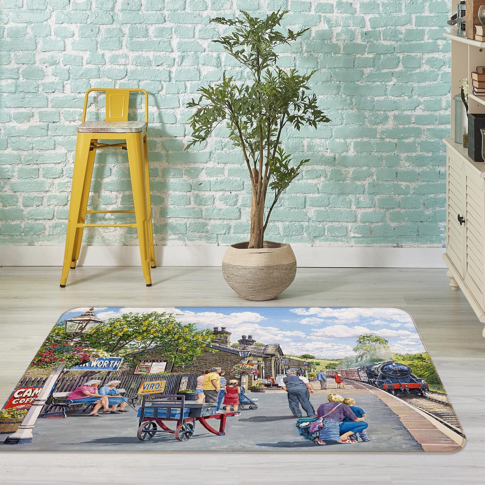 3D Oakworth Station 1091 Trevor Mitchell Rug Non Slip Rug Mat Mat AJ Creativity Home