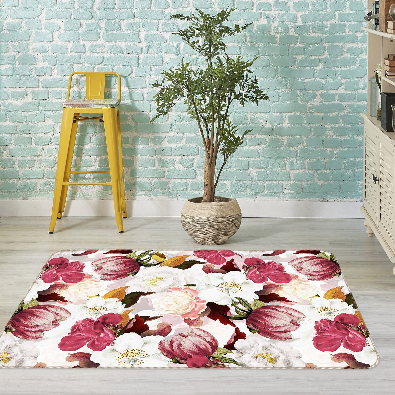 3D Flowers With Buds 161 Uta Naumann Rug Non Slip Rug Mat Mat AJ Creativity Home