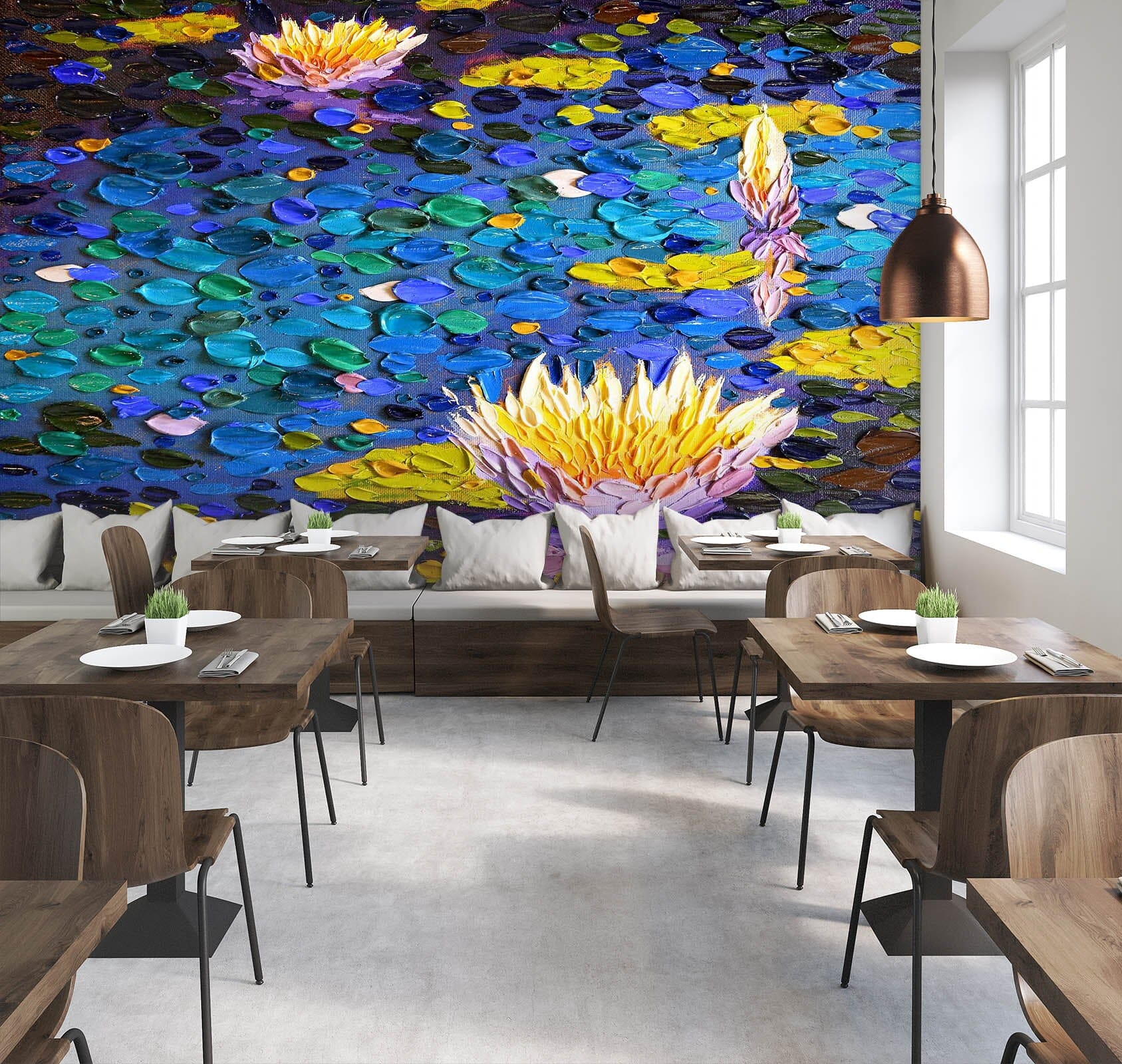 3D Lotus Pond 1418 Dena Tollefson Wall Mural Wall Murals Wallpaper AJ Wallpaper 2