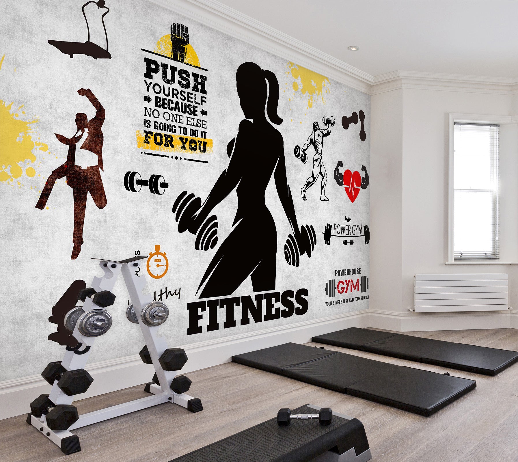 3D Lady Dumbbell 048 Wall Murals Wallpaper AJ Wallpaper 2