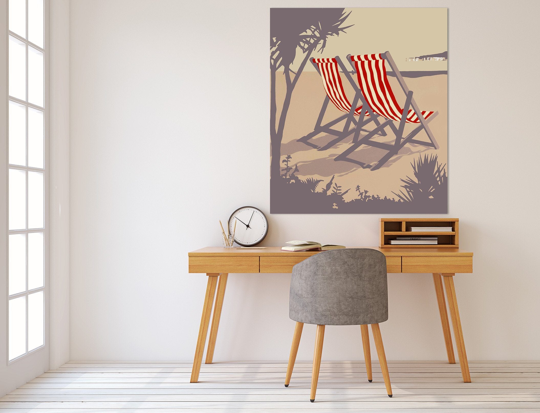 3D Bournemouth Red Deckchairs 019 Steve Read Wall Sticker Wallpaper AJ Wallpaper 2