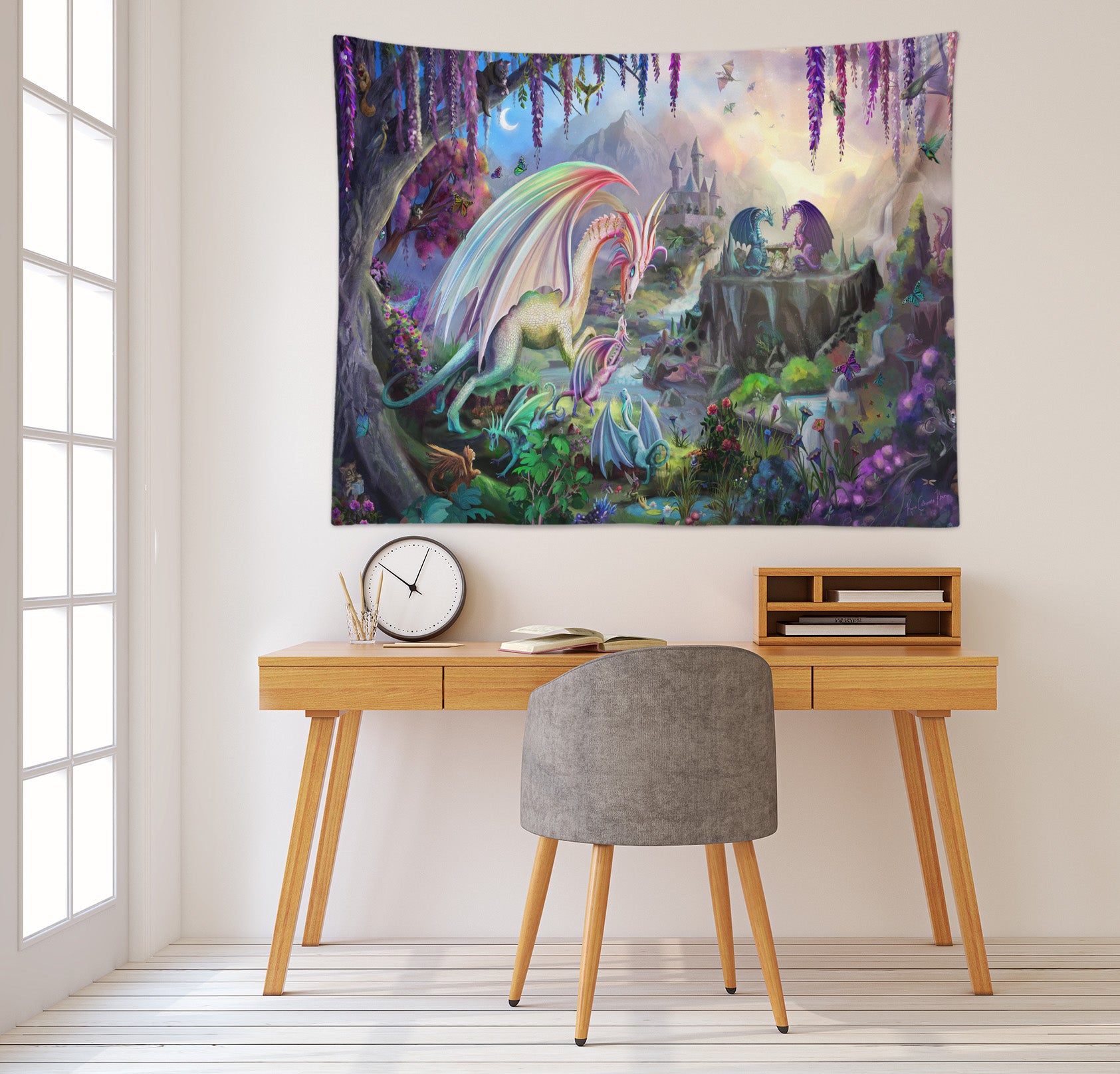 3D Tree Vine Dragon 952 Rose Catherine Khan Tapestry Hanging Cloth Hang