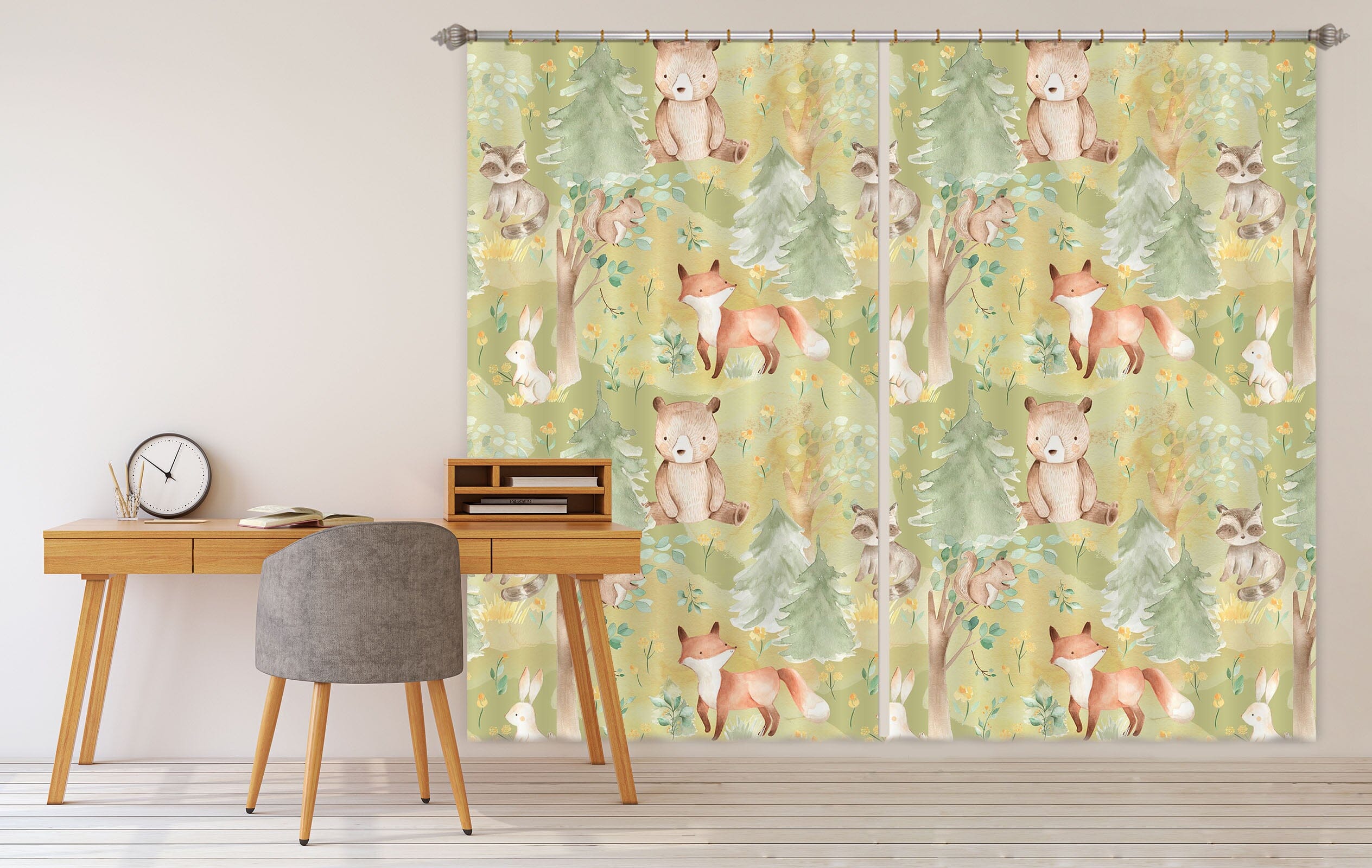 3D Squirrel Bear 139 Uta Naumann Curtain Curtains Drapes Curtains AJ Creativity Home