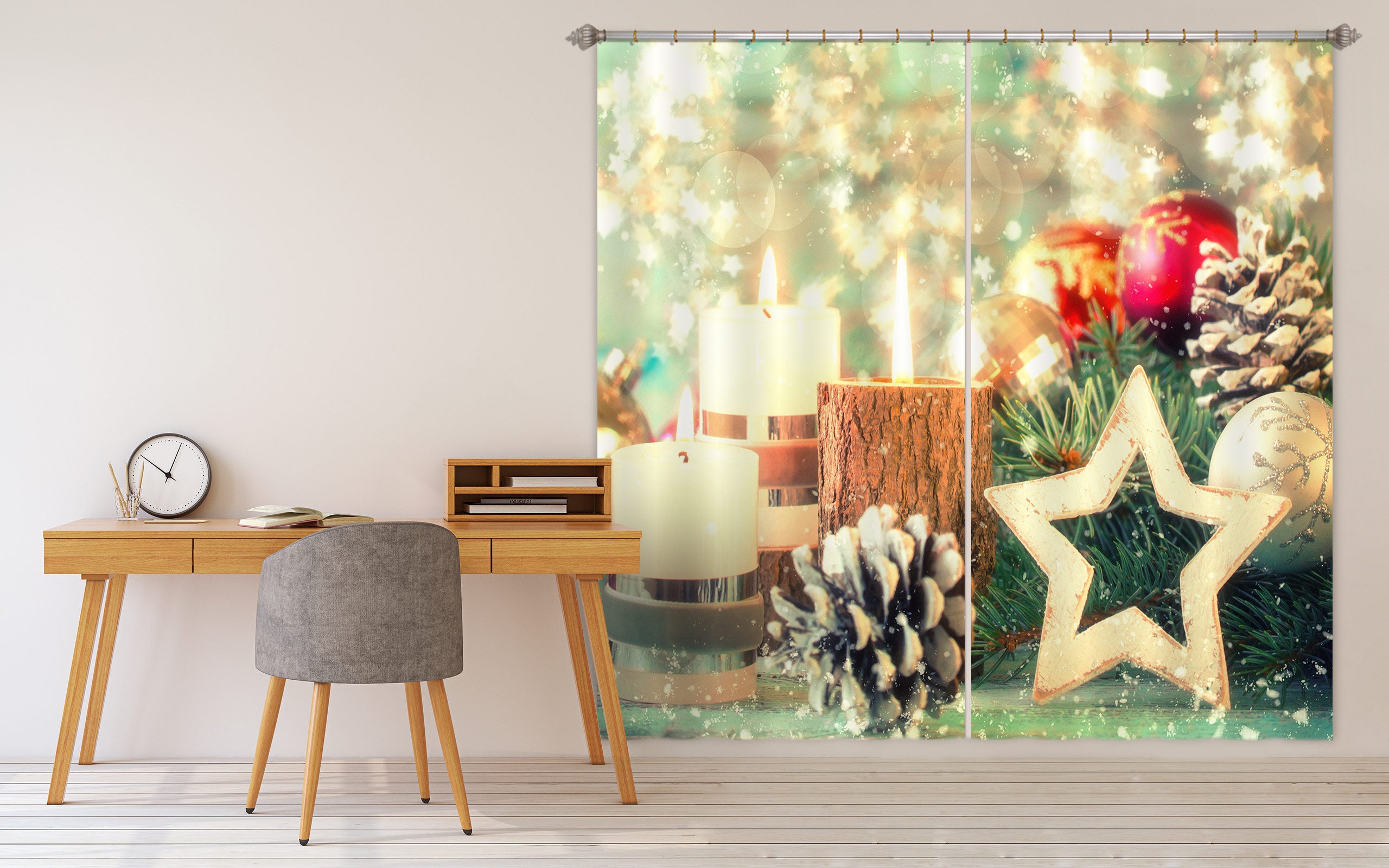 3D Five-Pointed Star Pineta 52022 Christmas Curtains Drapes Xmas