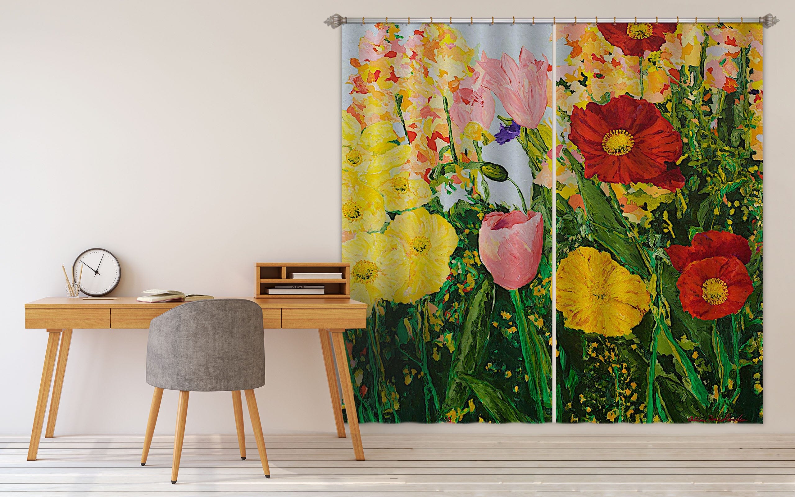 3D Red Flowers 162 Allan P. Friedlander Curtain Curtains Drapes Curtains AJ Creativity Home