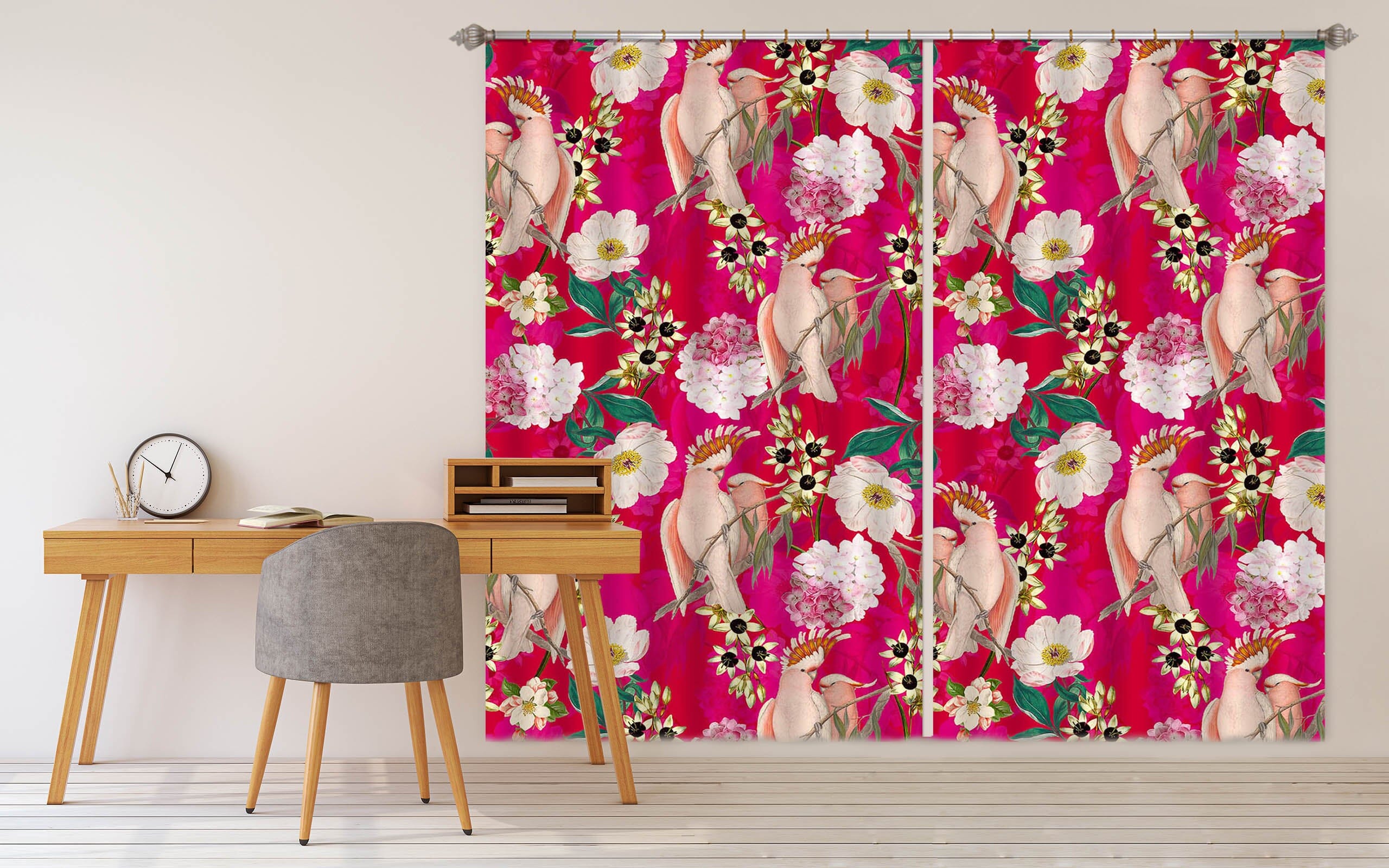 3D Pink Flowers 131 Uta Naumann Curtain Curtains Drapes Curtains AJ Creativity Home