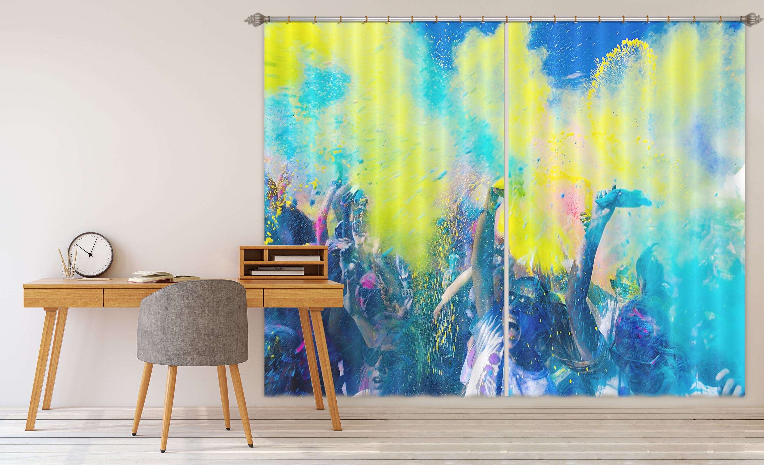 3D Blue Flowers 707 Curtains Drapes Wallpaper AJ Wallpaper