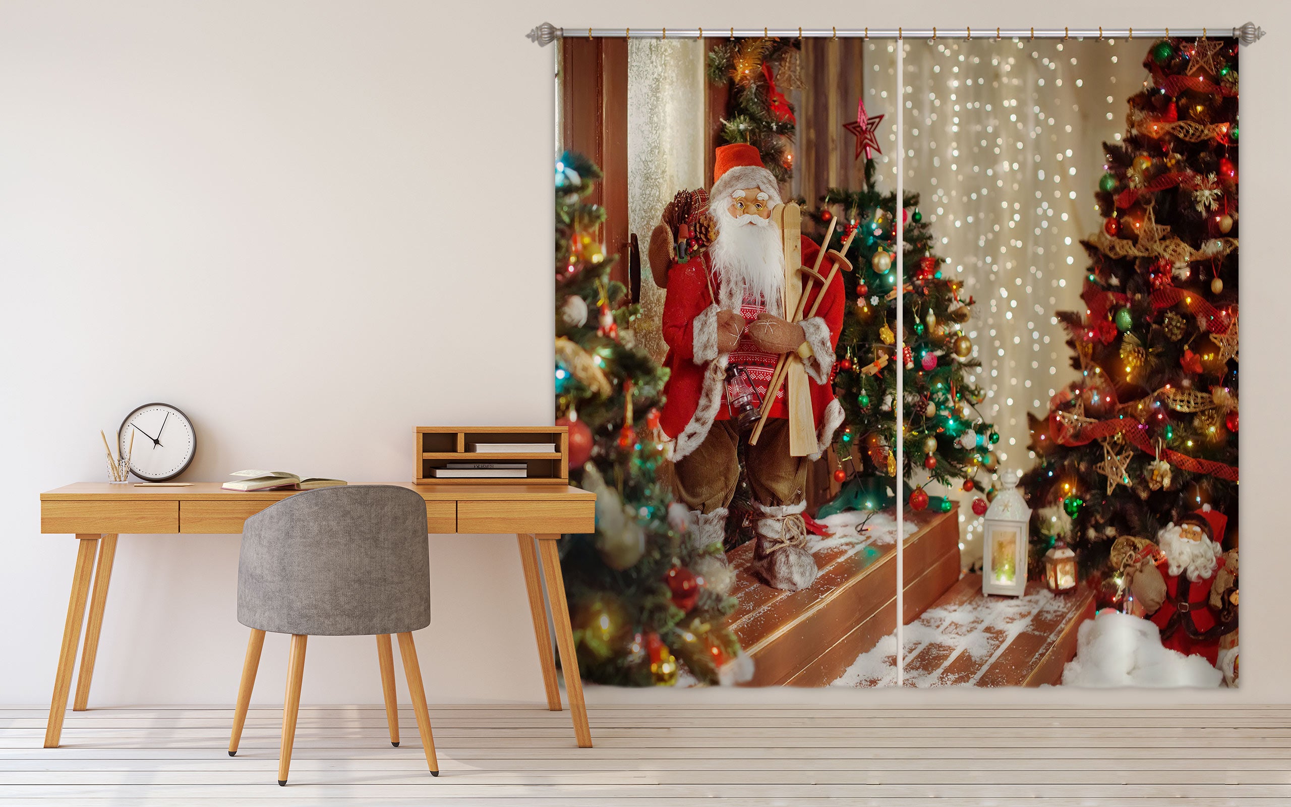 3D Tree Santa Claus 52048 Christmas Curtains Drapes Xmas