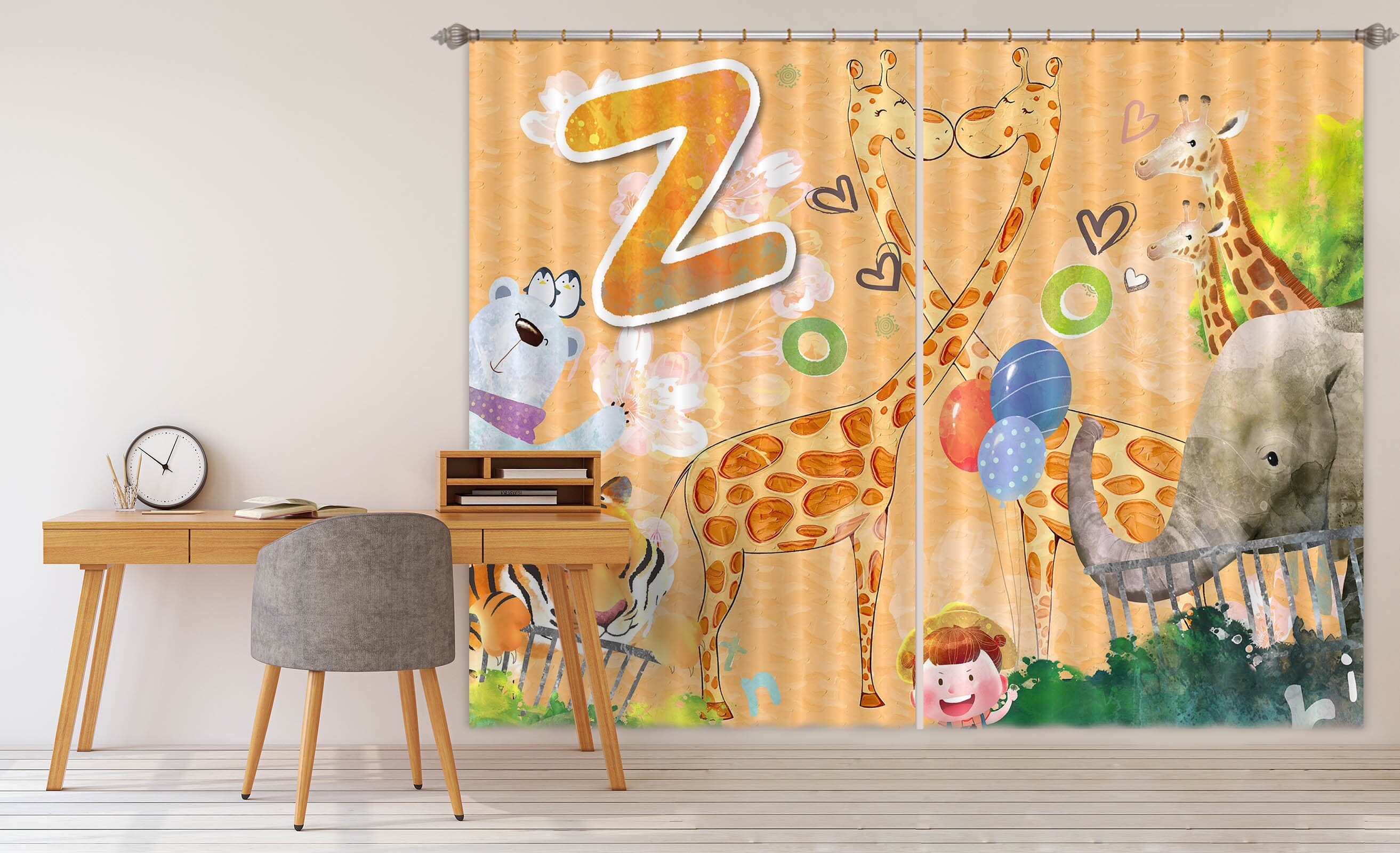 3D Cute Giraffe 728 Curtains Drapes Wallpaper AJ Wallpaper