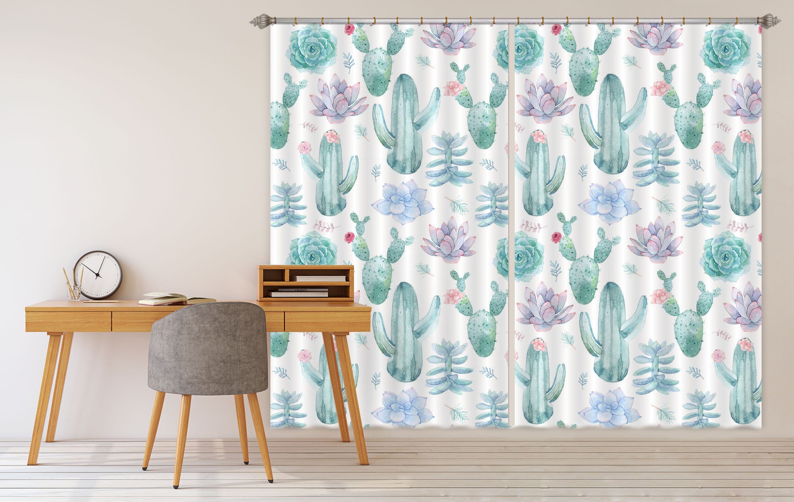3D Cactus Flower 245 Uta Naumann Curtain Curtains Drapes Curtains AJ Creativity Home