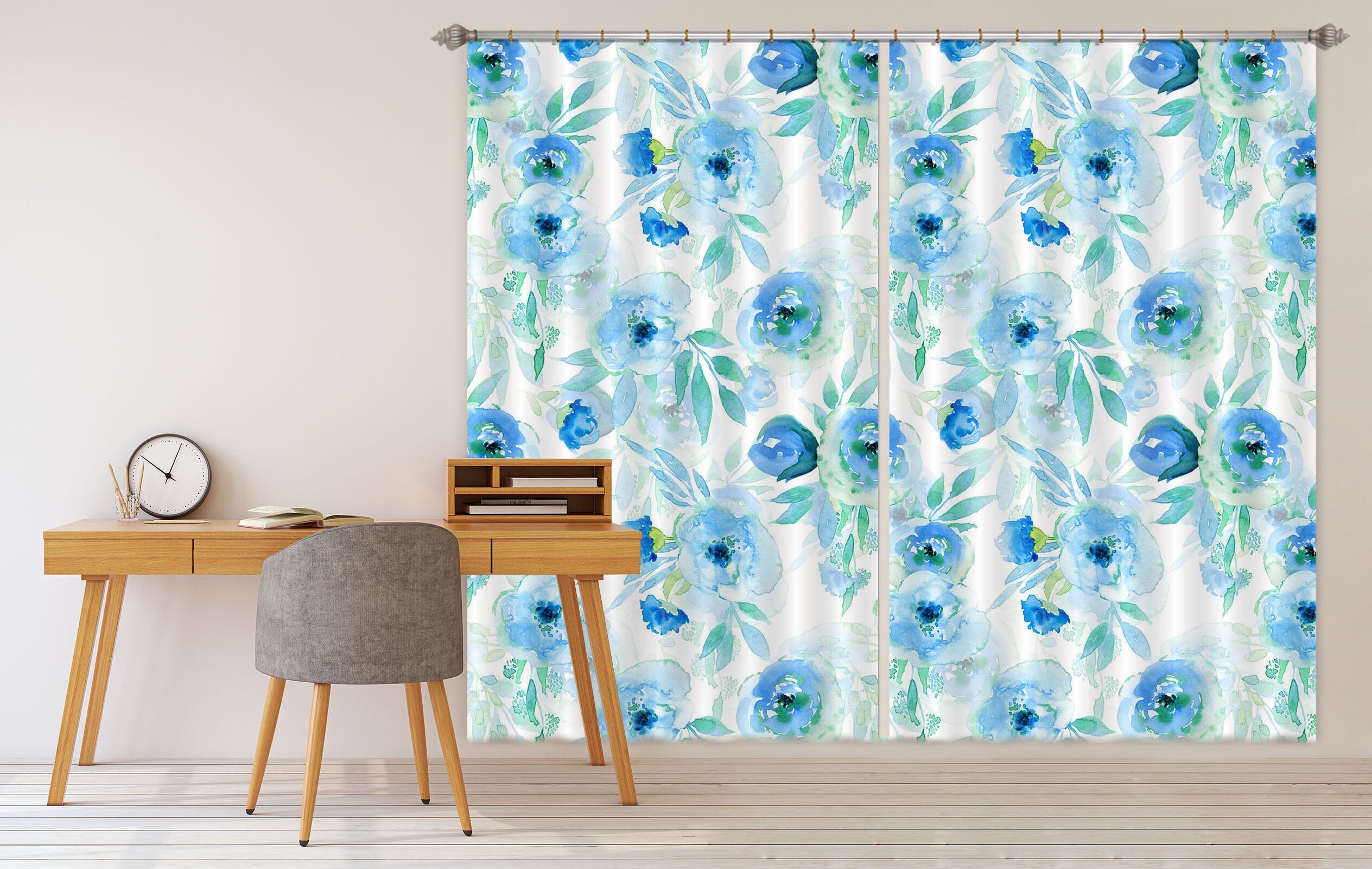 3D Blue Flower 238 Uta Naumann Curtain Curtains Drapes Curtains AJ Creativity Home