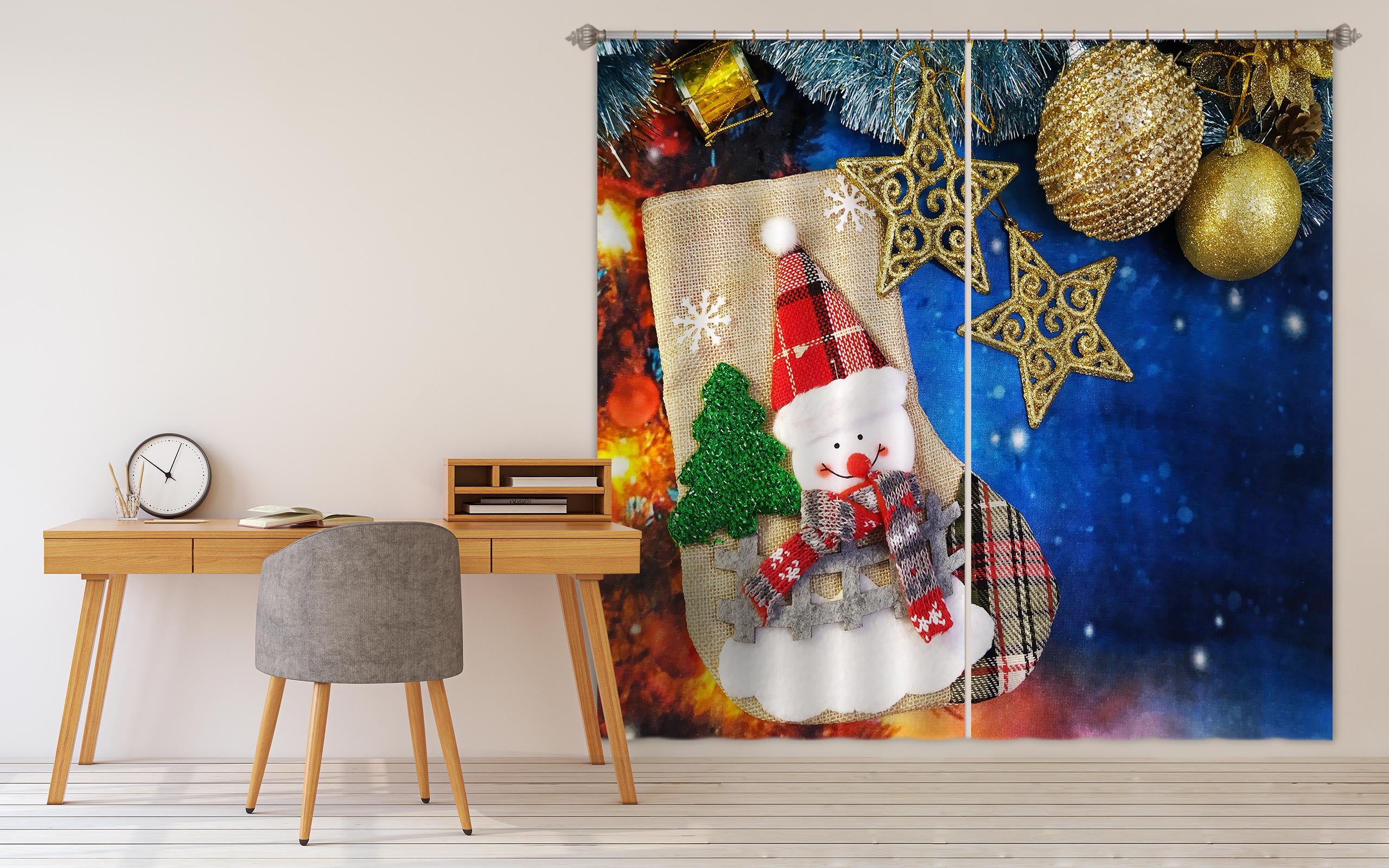3D Snowman 52098 Christmas Curtains Drapes Xmas