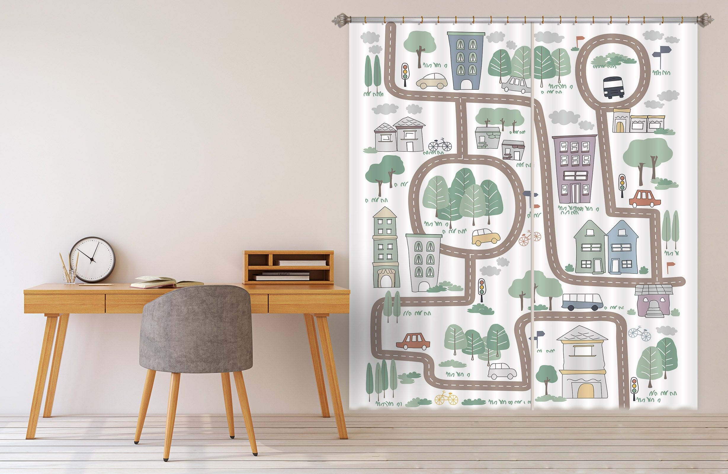 3D Lovely Street 042 Jillian Helvey Curtain Curtains Drapes Curtains AJ Creativity Home