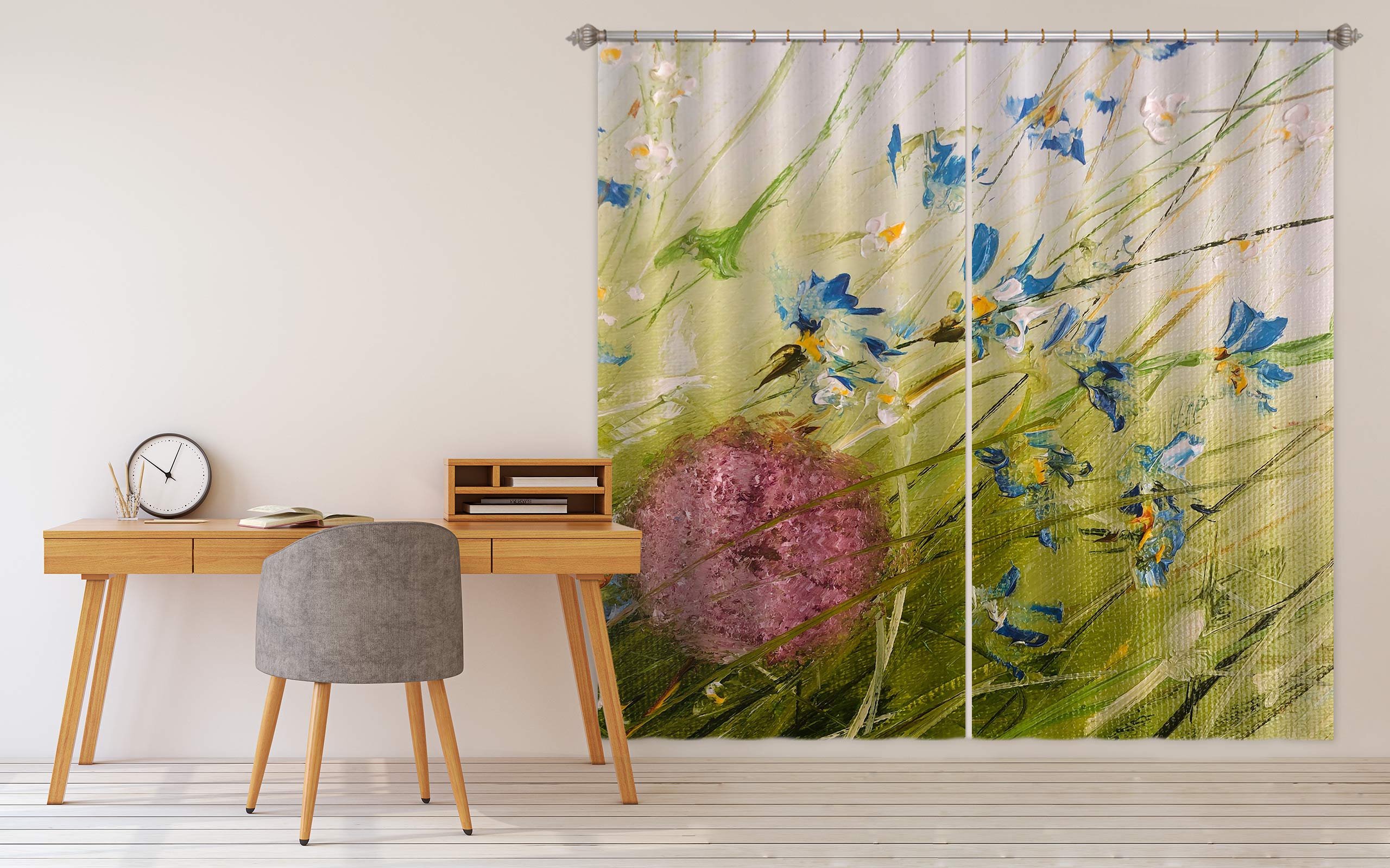 3D Blue Flower 404 Skromova Marina Curtain Curtains Drapes