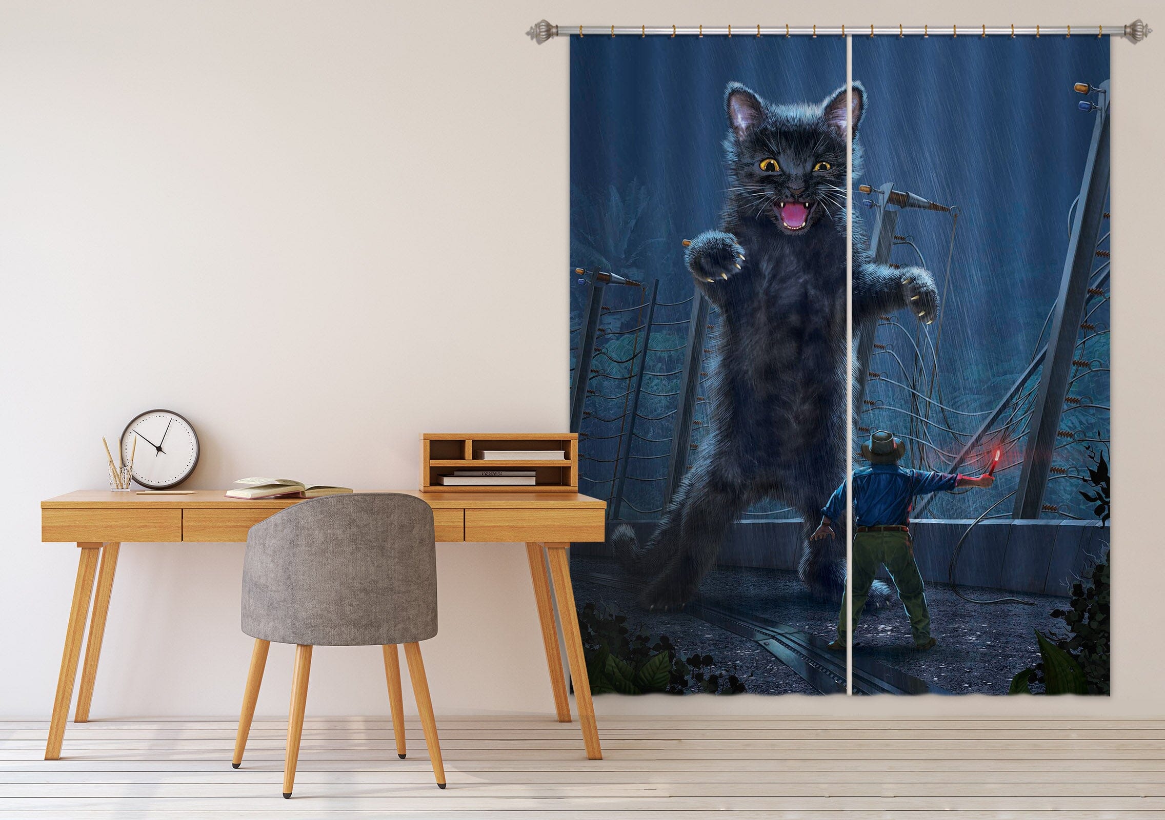 3D Jurassic Kitty 047 Vincent Hie Curtain Curtains Drapes Curtains AJ Creativity Home