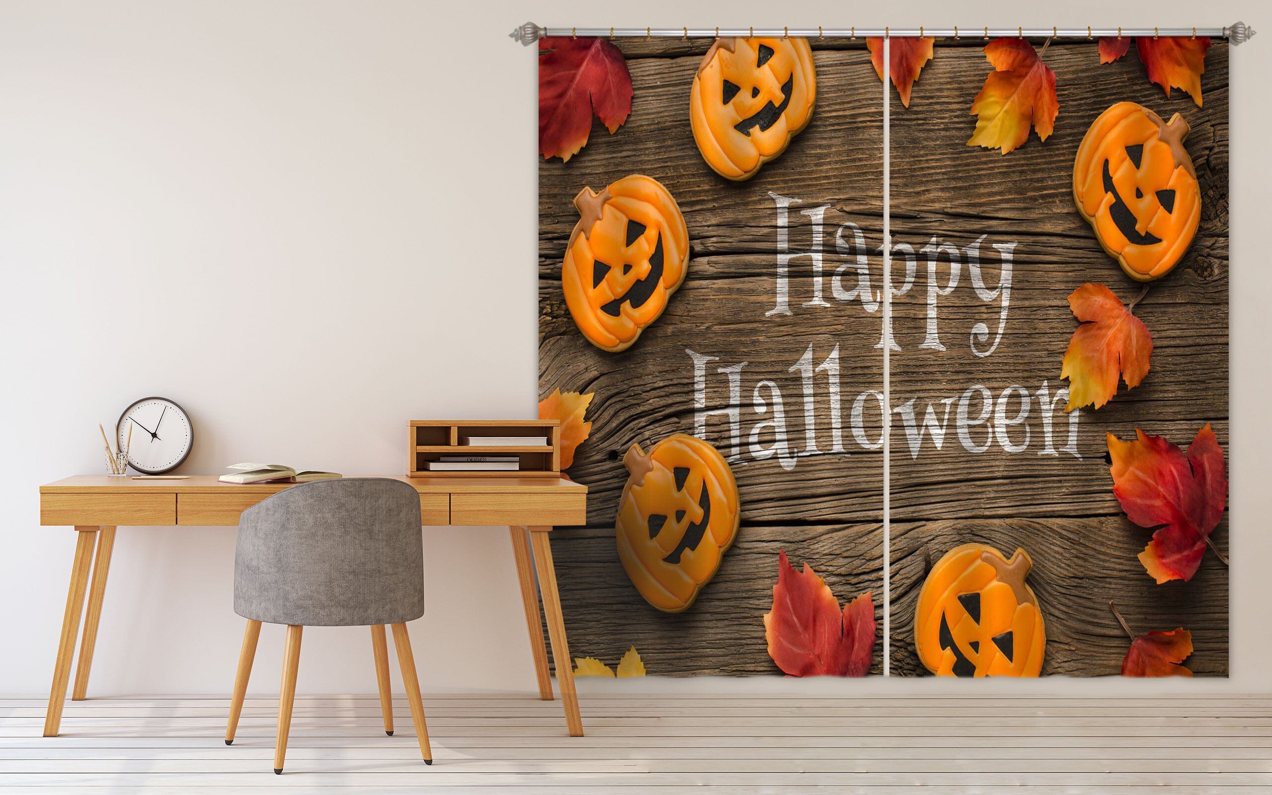 3D Cute Pumpkin Ornament 033 Halloween Curtains Drapes Curtains AJ Creativity Home