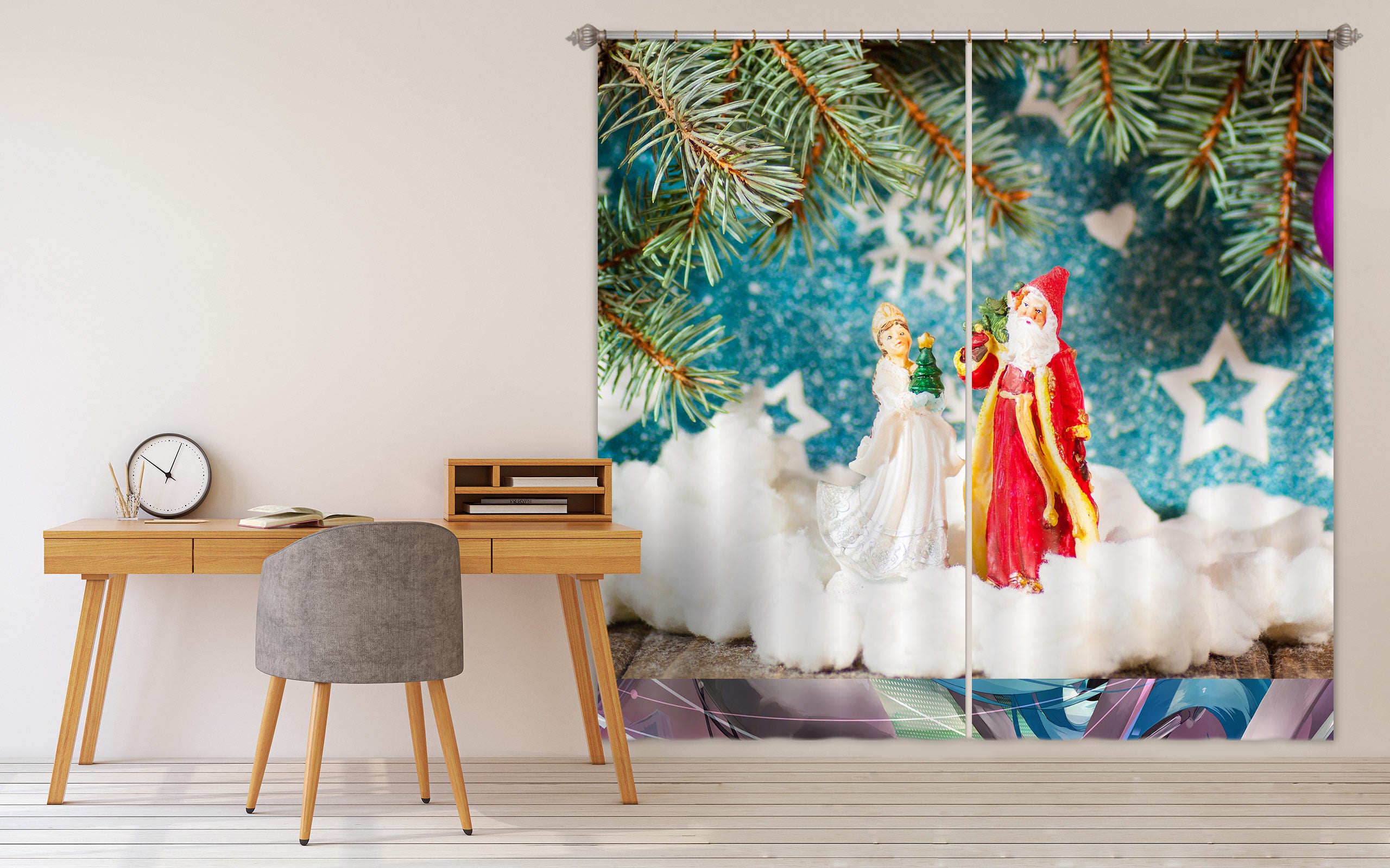 3D Santa Claus Ornaments 52061 Christmas Curtains Drapes Xmas