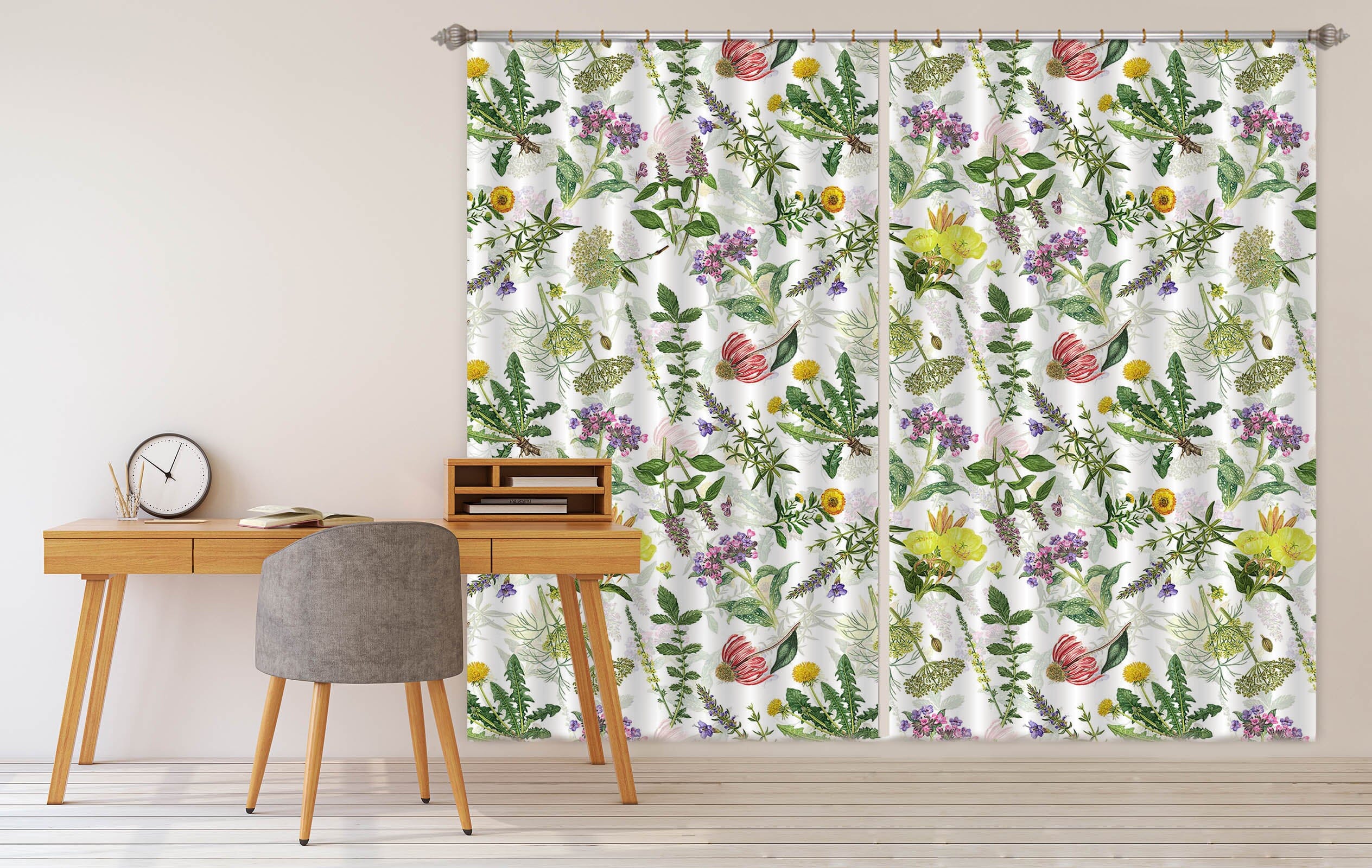 3D Color Chrysanthemum 264 Uta Naumann Curtain Curtains Drapes Curtains AJ Creativity Home