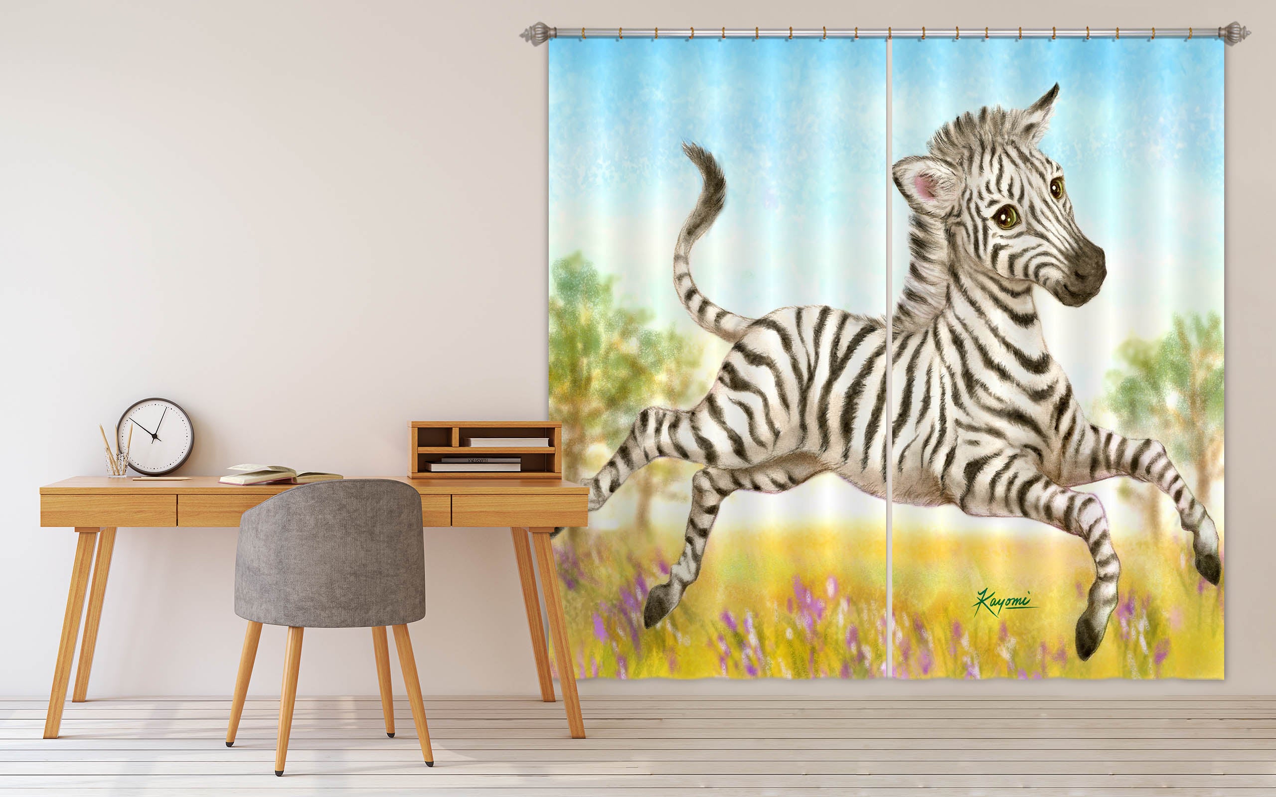 3D Cartoon Zebra 9104 Kayomi Harai Curtain Curtains Drapes