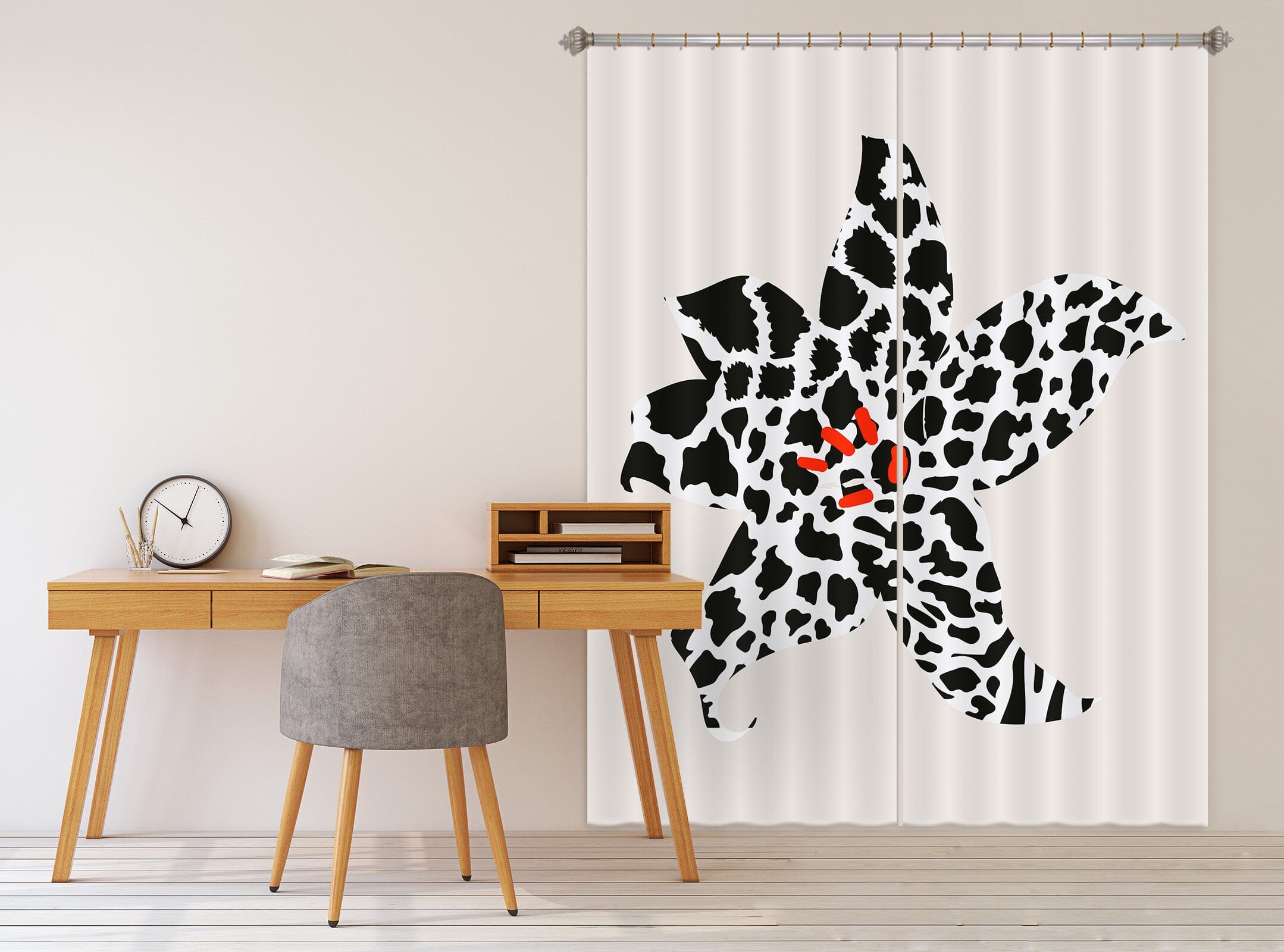 3D Zebra Blossom 1147 Boris Draschoff Curtain Curtains Drapes Curtains AJ Creativity Home