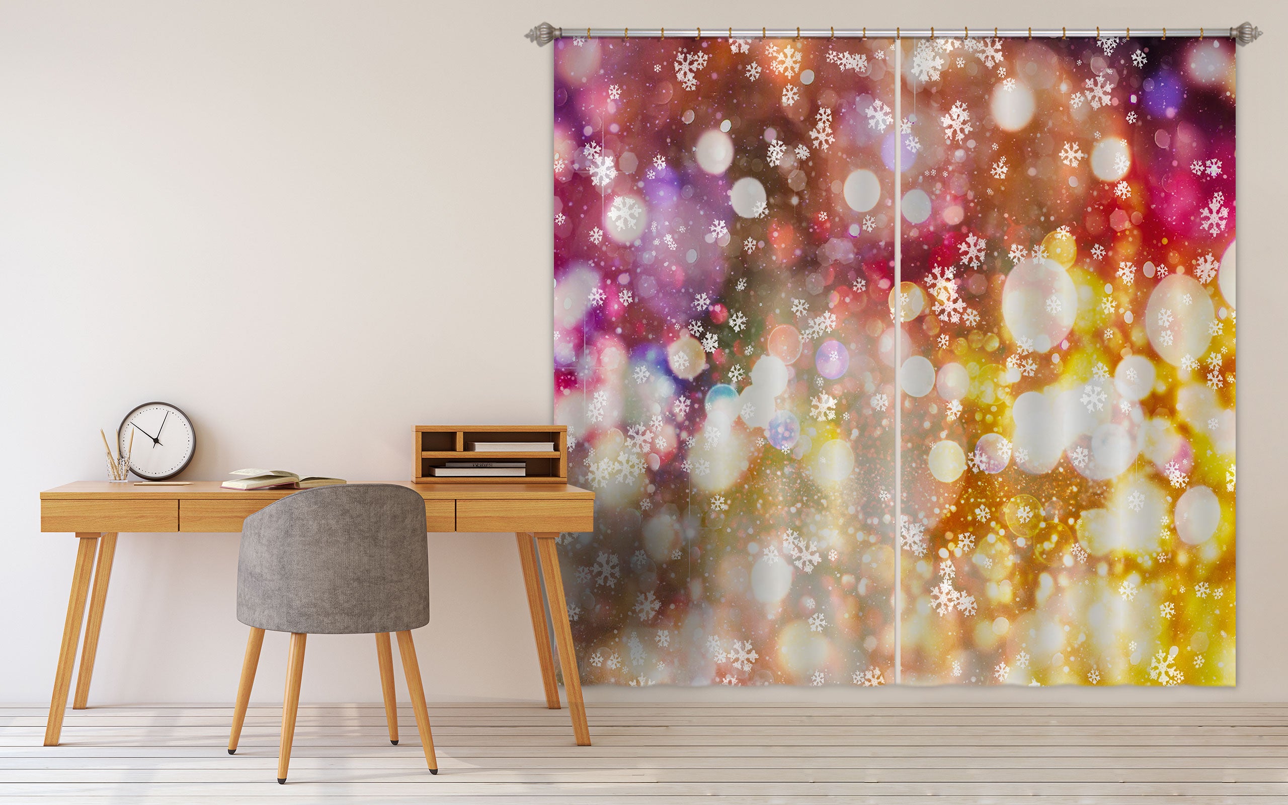 3D Snowflake Aperture 52058 Christmas Curtains Drapes Xmas