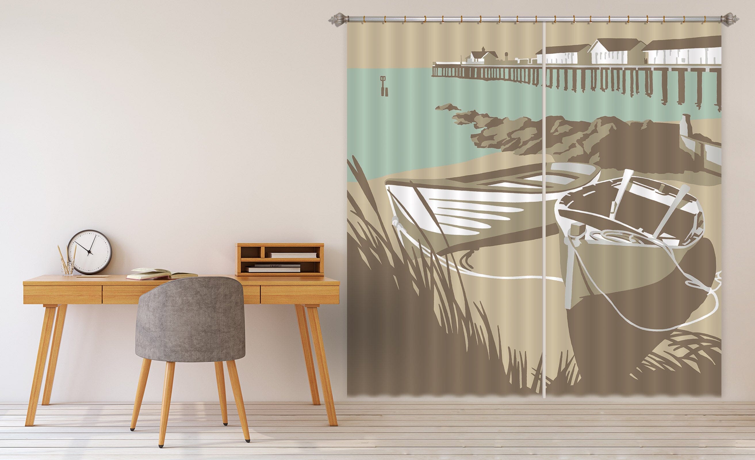 3D Southwold Boats Pier 149 Steve Read Curtain Curtains Drapes Curtains AJ Creativity Home
