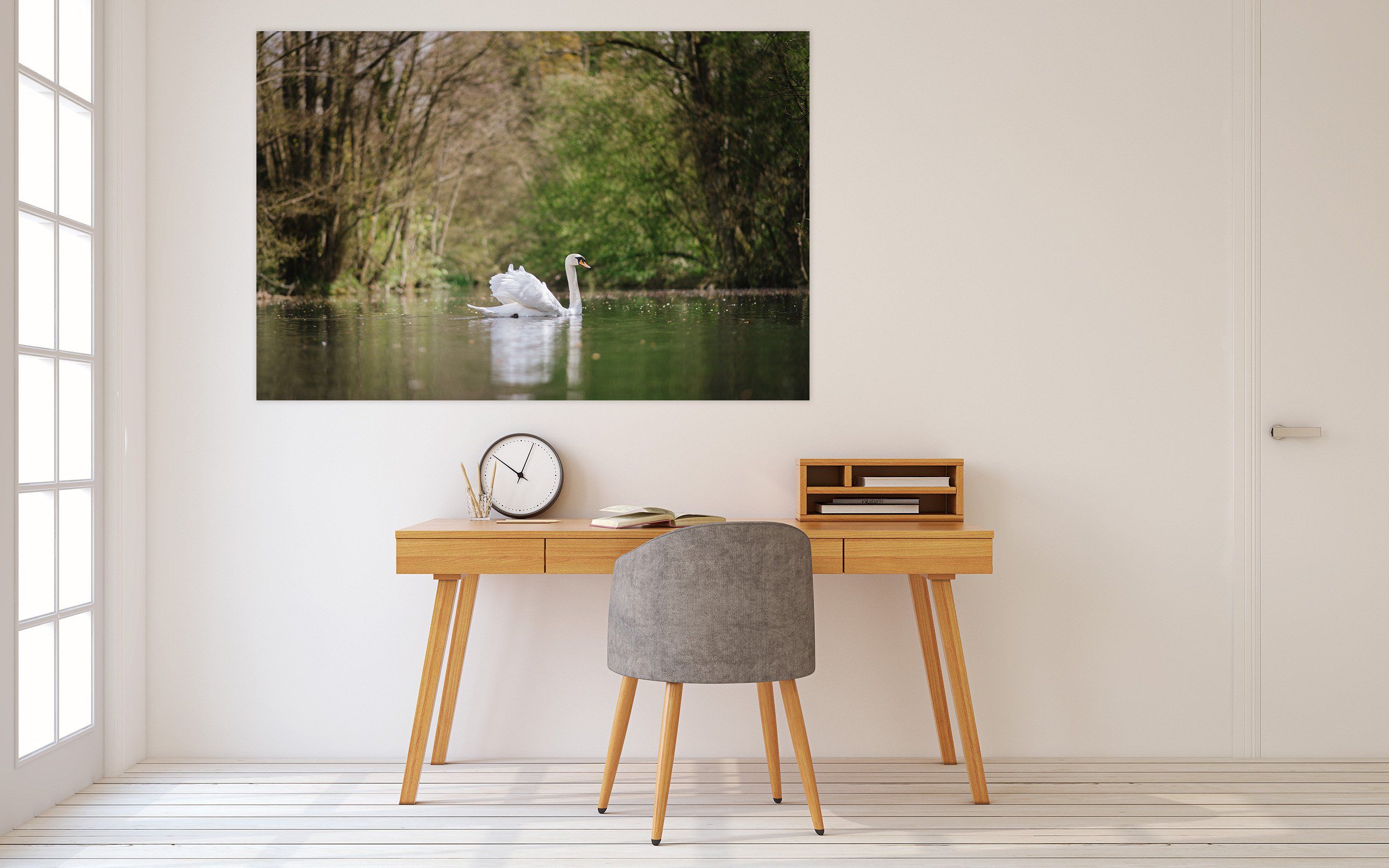 3D White Swan On A British Lake 129 Animal Wall Stickers Wallpaper AJ Wallpaper 2