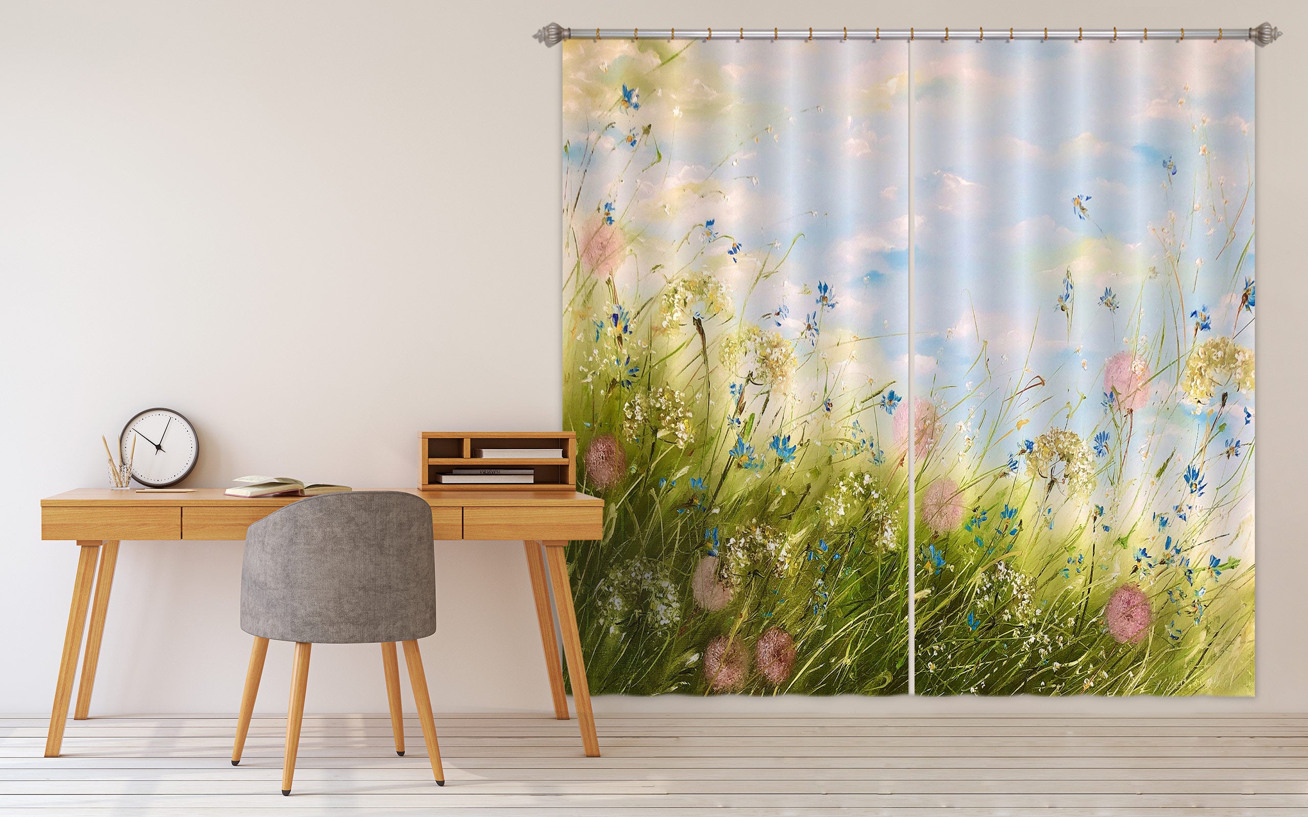 3D Grass Wildflowers 405 Skromova Marina Curtain Curtains Drapes