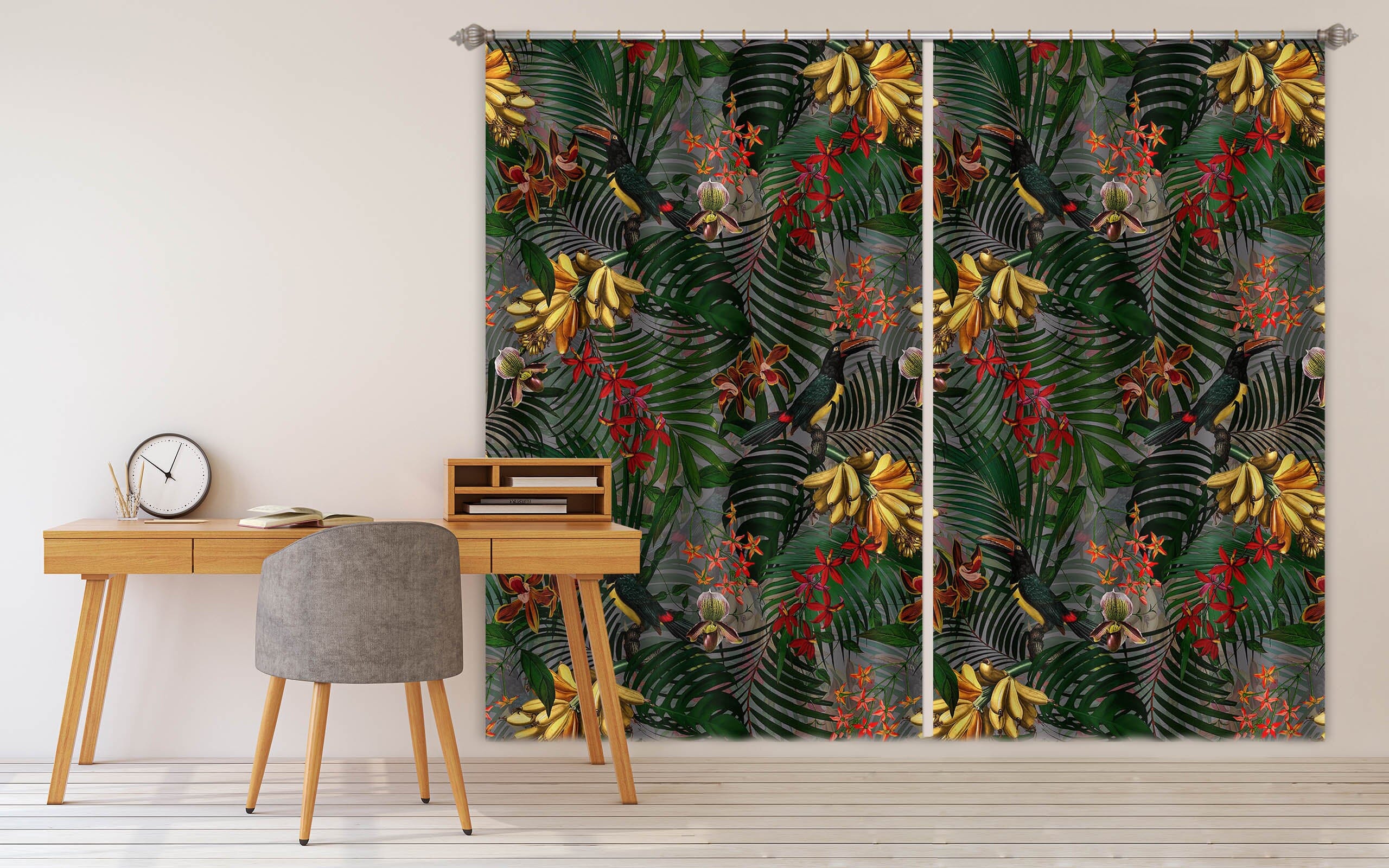 3D Leaf Flower 111 Uta Naumann Curtain Curtains Drapes Curtains AJ Creativity Home