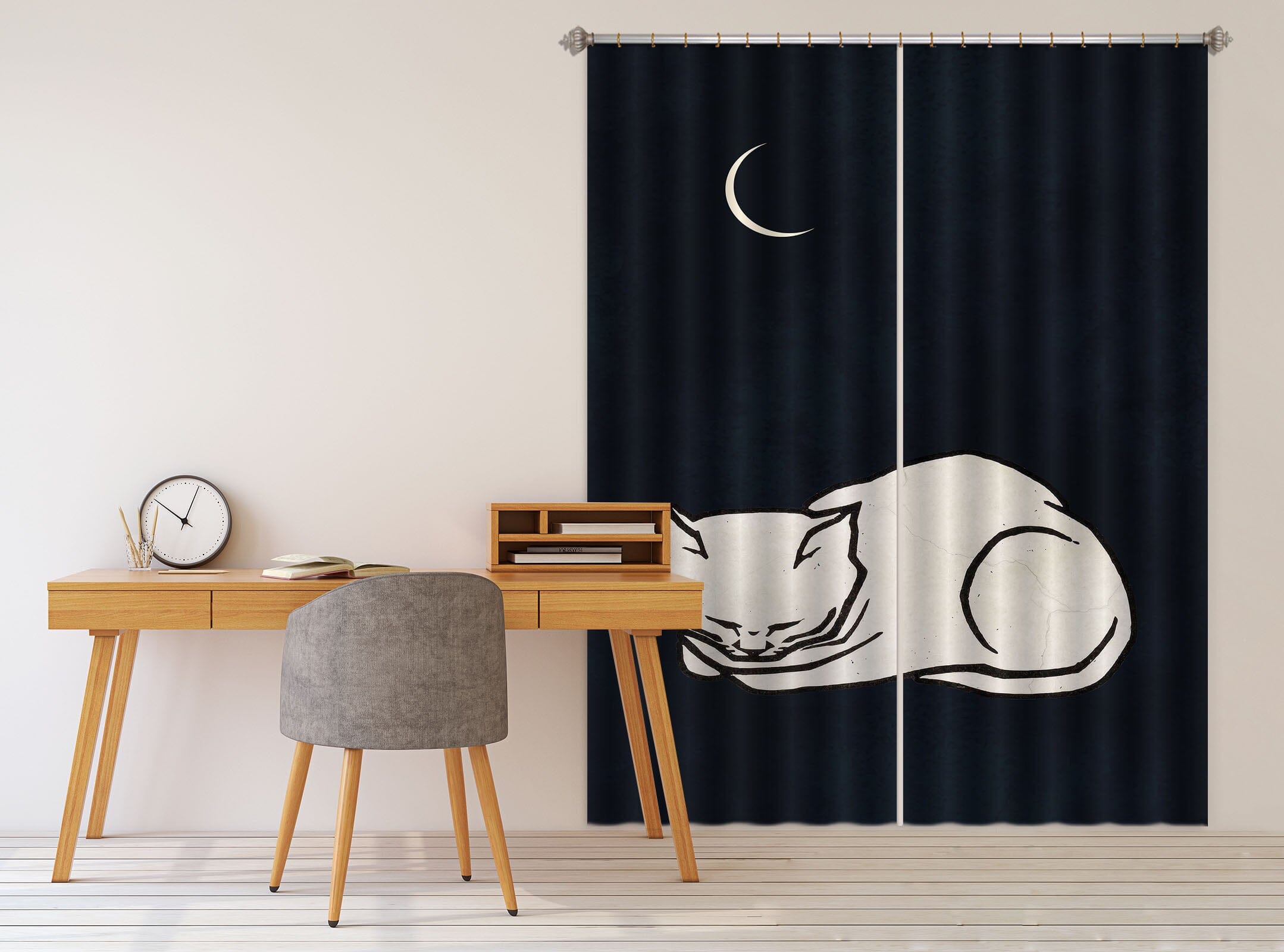 3D White Kitten 1029 Boris Draschoff Curtain Curtains Drapes Curtains AJ Creativity Home