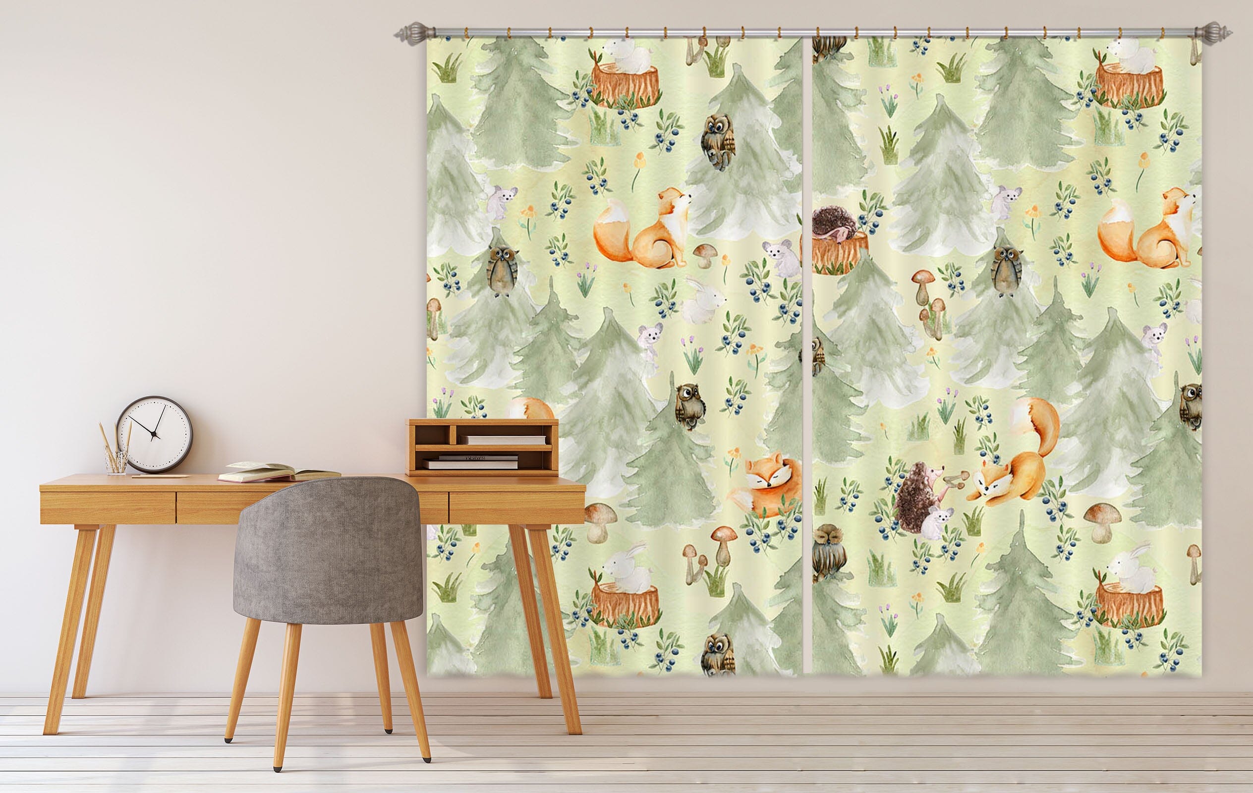 3D Fox Owl Tree 109 Uta Naumann Curtain Curtains Drapes Curtains AJ Creativity Home