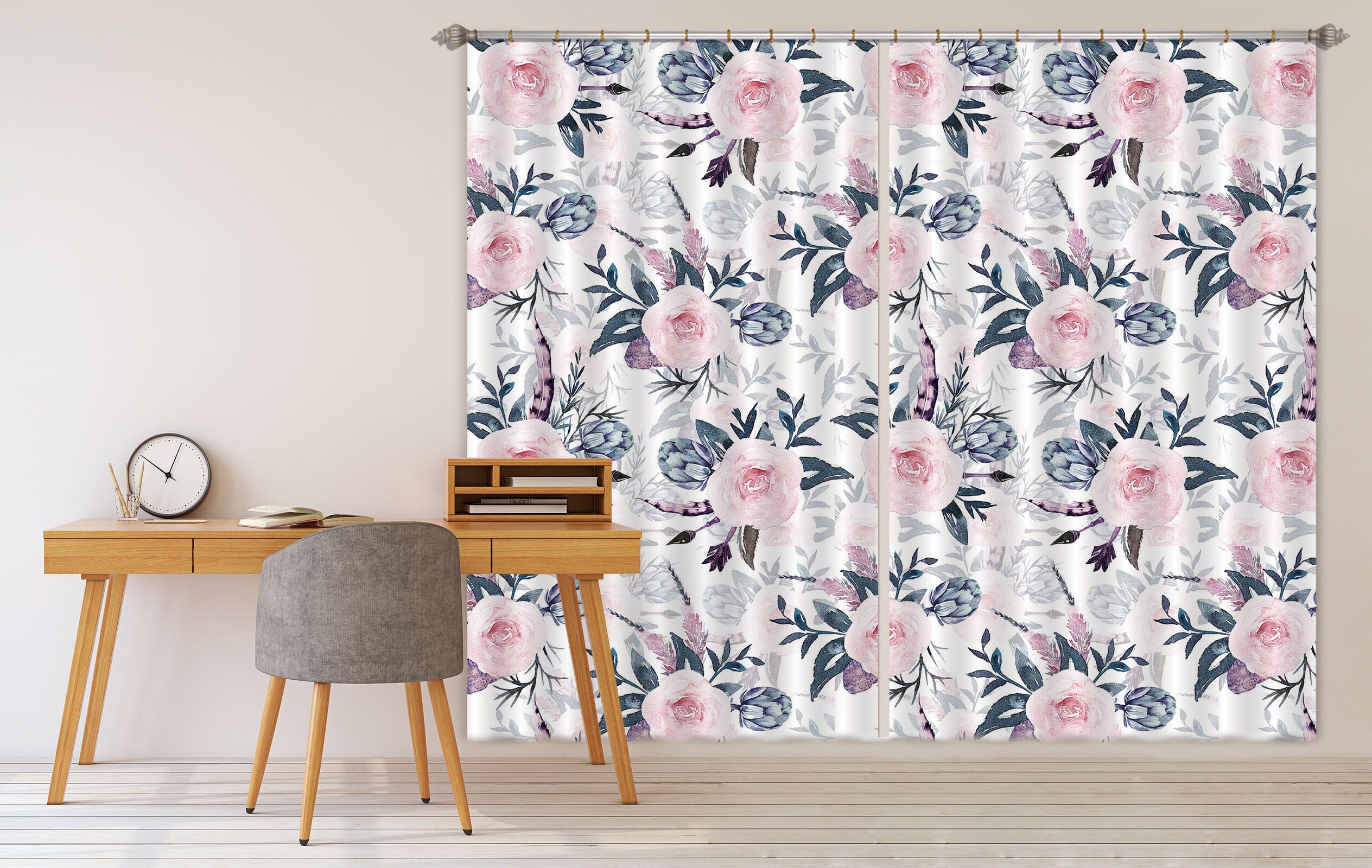 3D Flower Feather 232 Uta Naumann Curtain Curtains Drapes Curtains AJ Creativity Home
