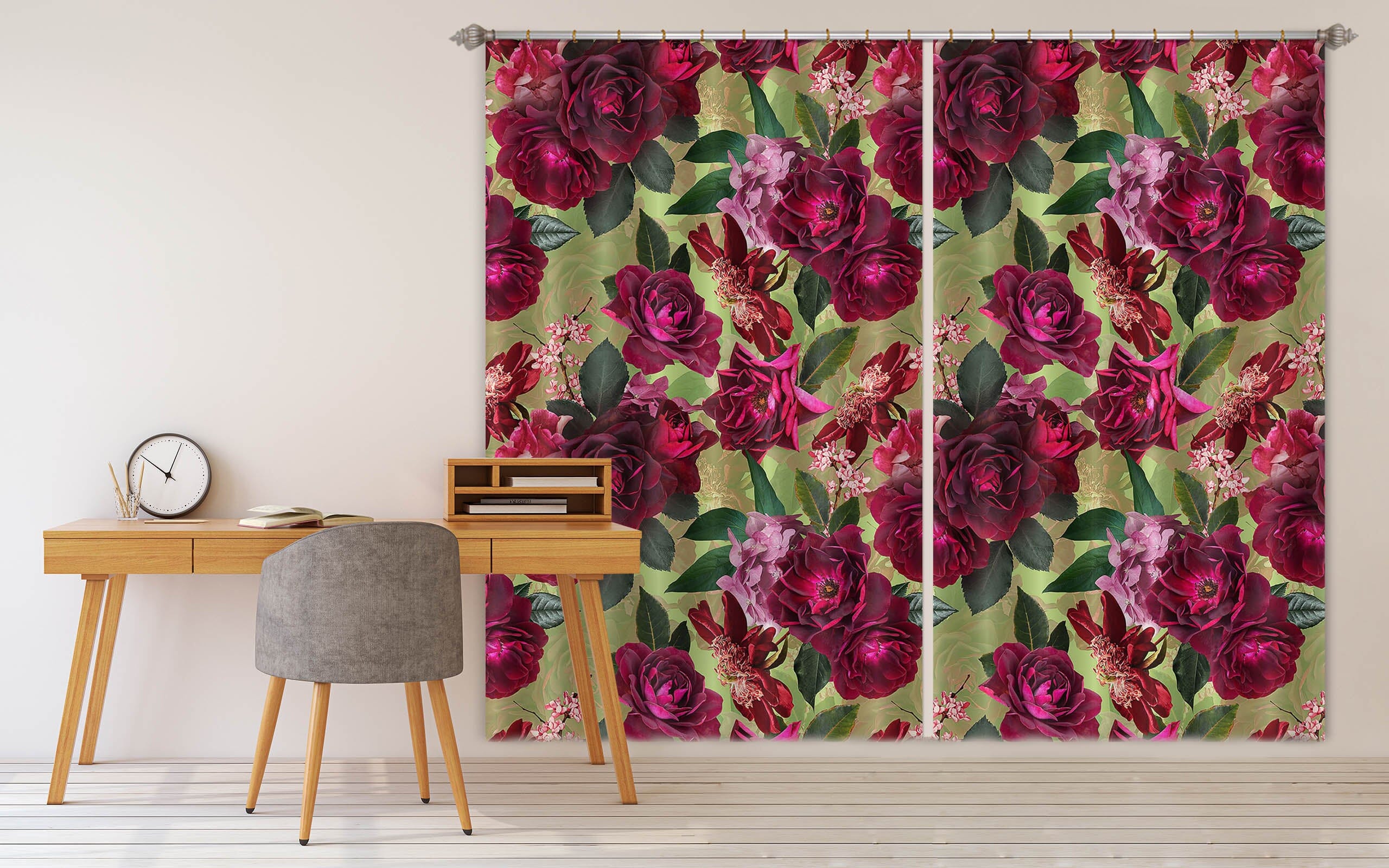 3D Purple Rose 163 Uta Naumann Curtain Curtains Drapes Curtains AJ Creativity Home