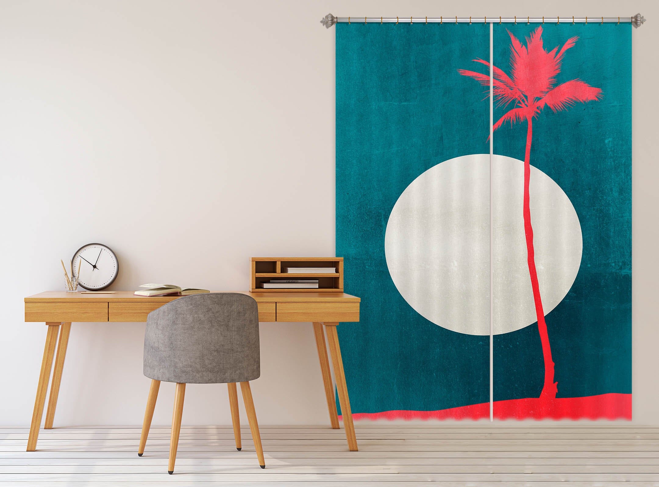 3D Pink Coconut Tree 1021 Boris Draschoff Curtain Curtains Drapes Curtains AJ Creativity Home