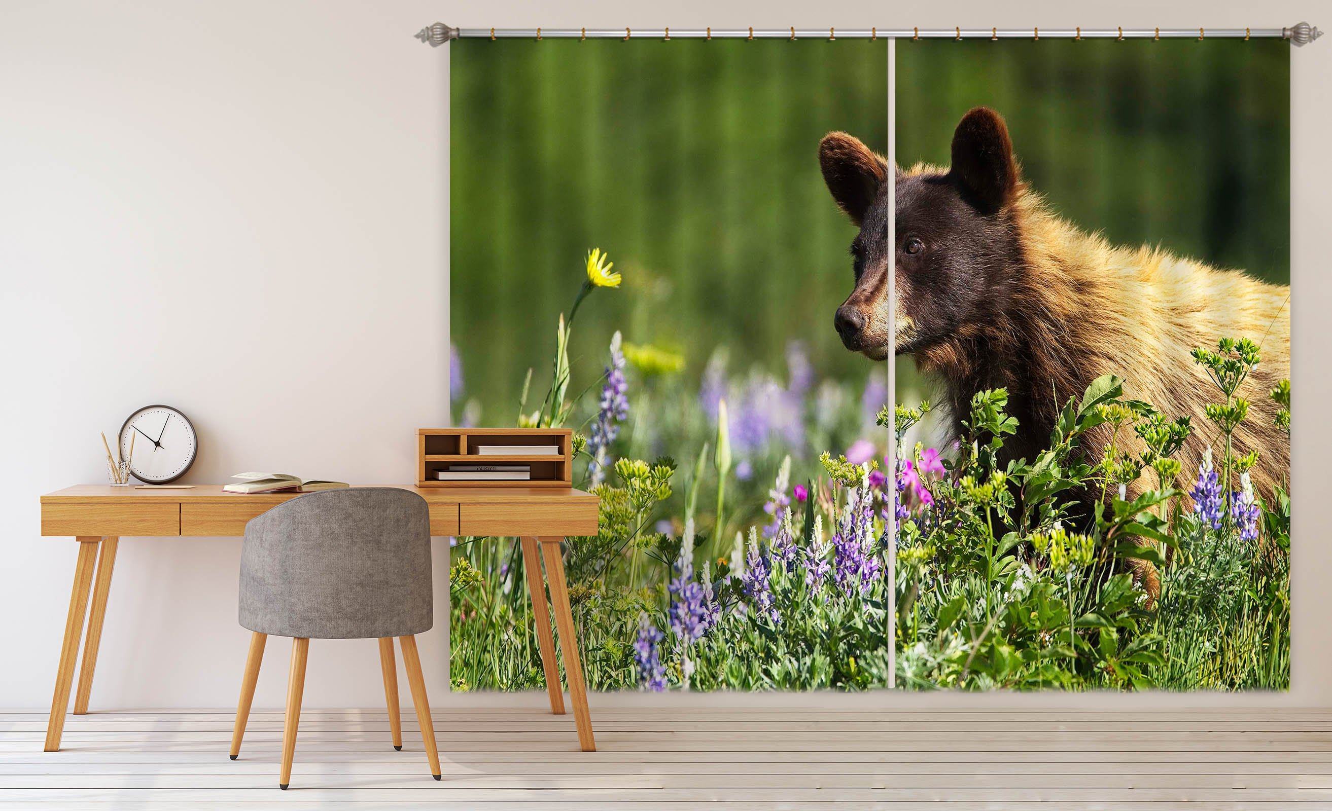 3D Bear Cub 044 Kathy Barefield Curtain Curtains Drapes Curtains AJ Creativity Home