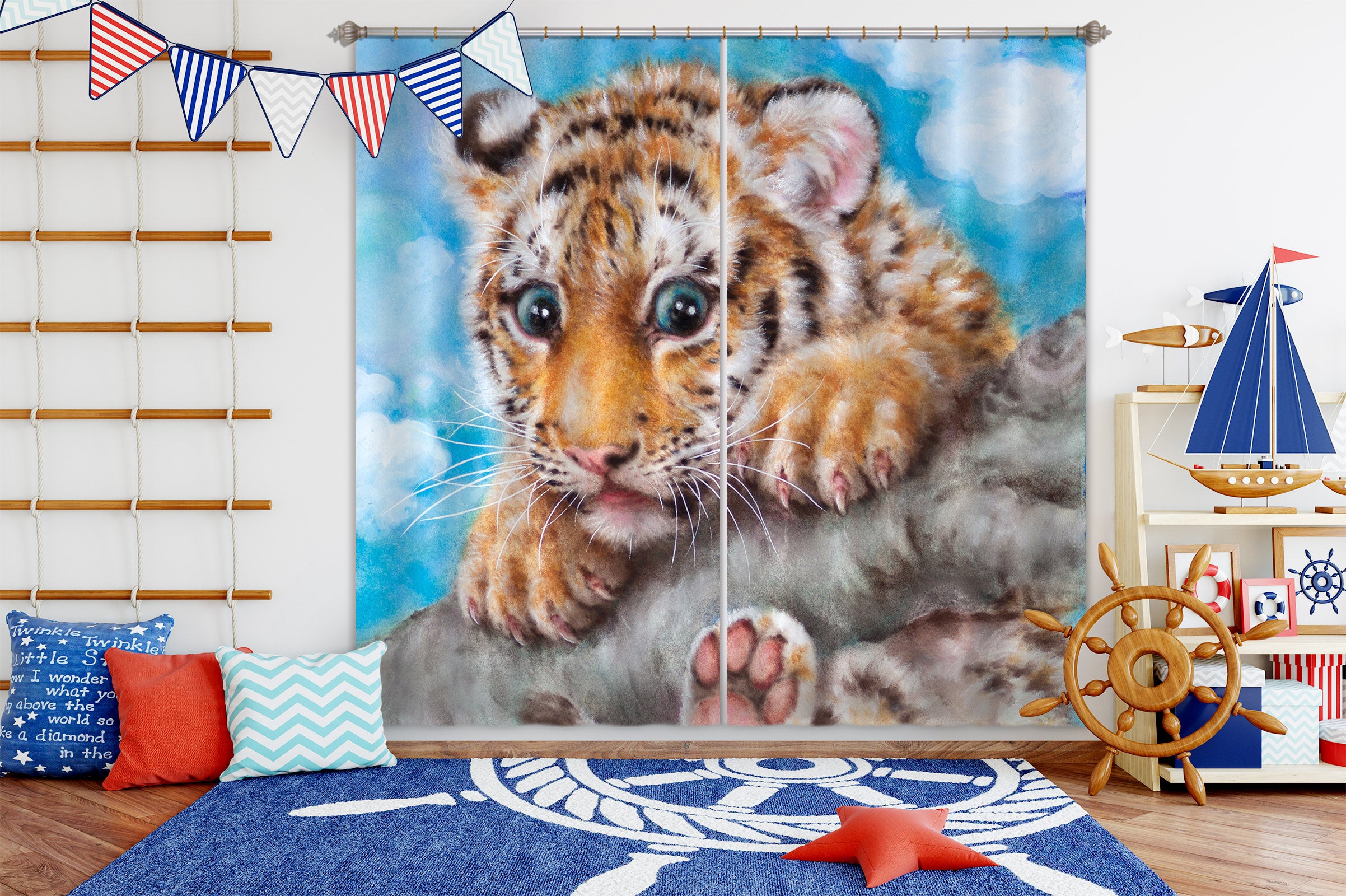 3D Baby Tiger 9067 Kayomi Harai Curtain Curtains Drapes