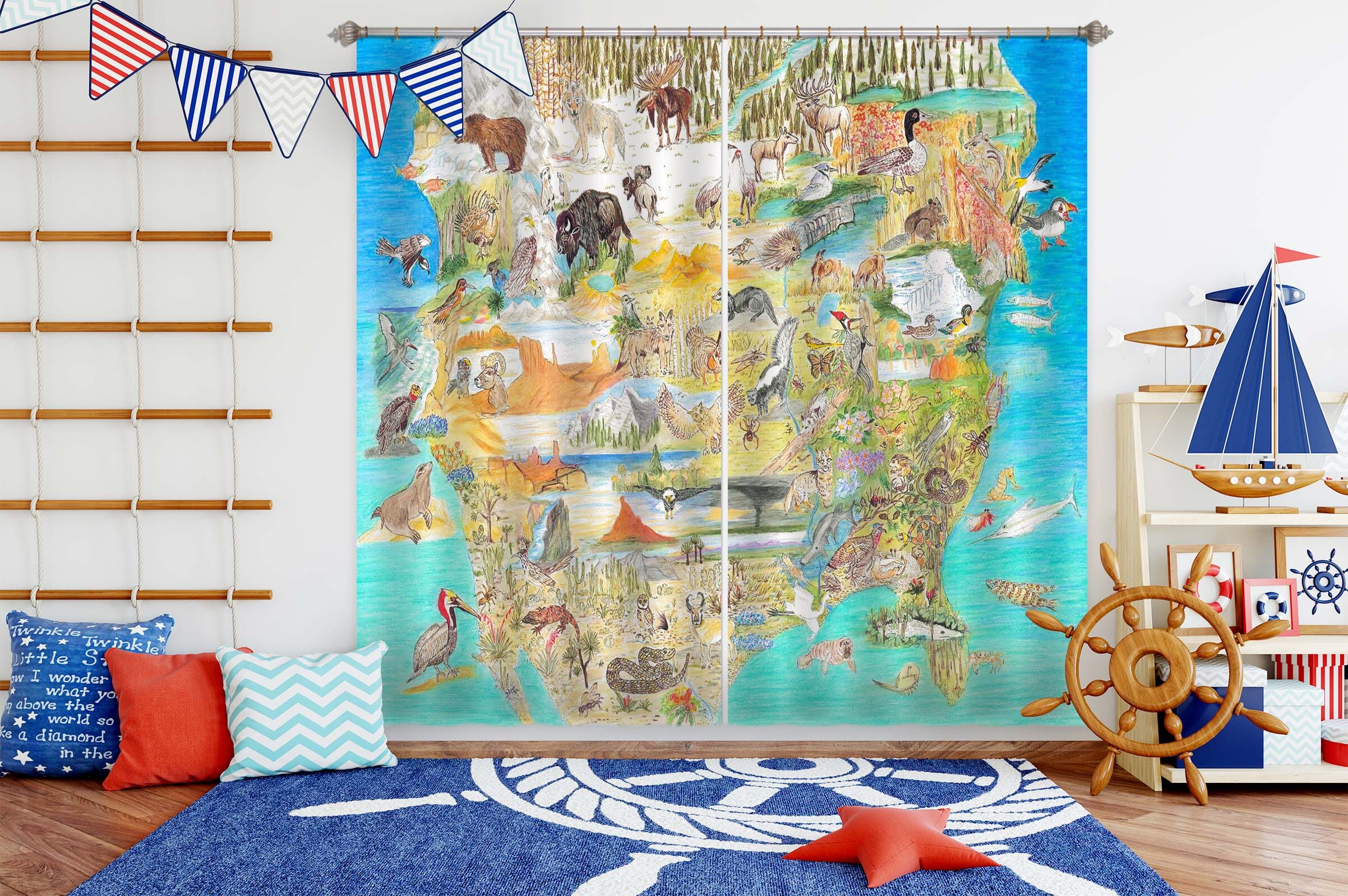 3D Animal Family 058 Michael Sewell Curtain Curtains Drapes Curtains AJ Creativity Home