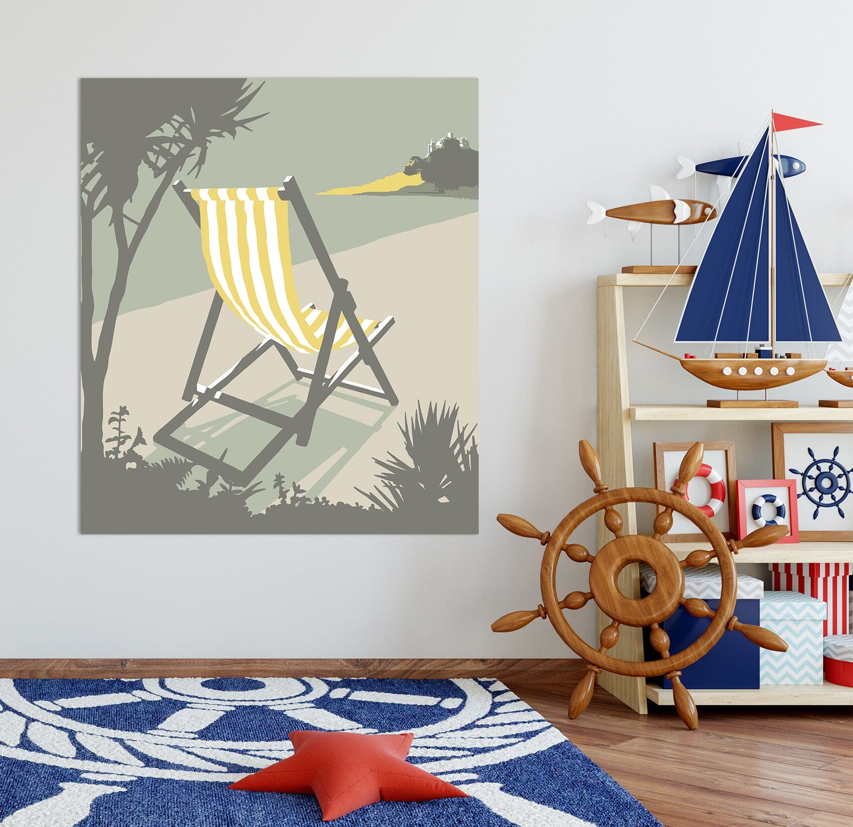 3D Marazion Deckchair 034 Steve Read Wall Sticker Wallpaper AJ Wallpaper 2