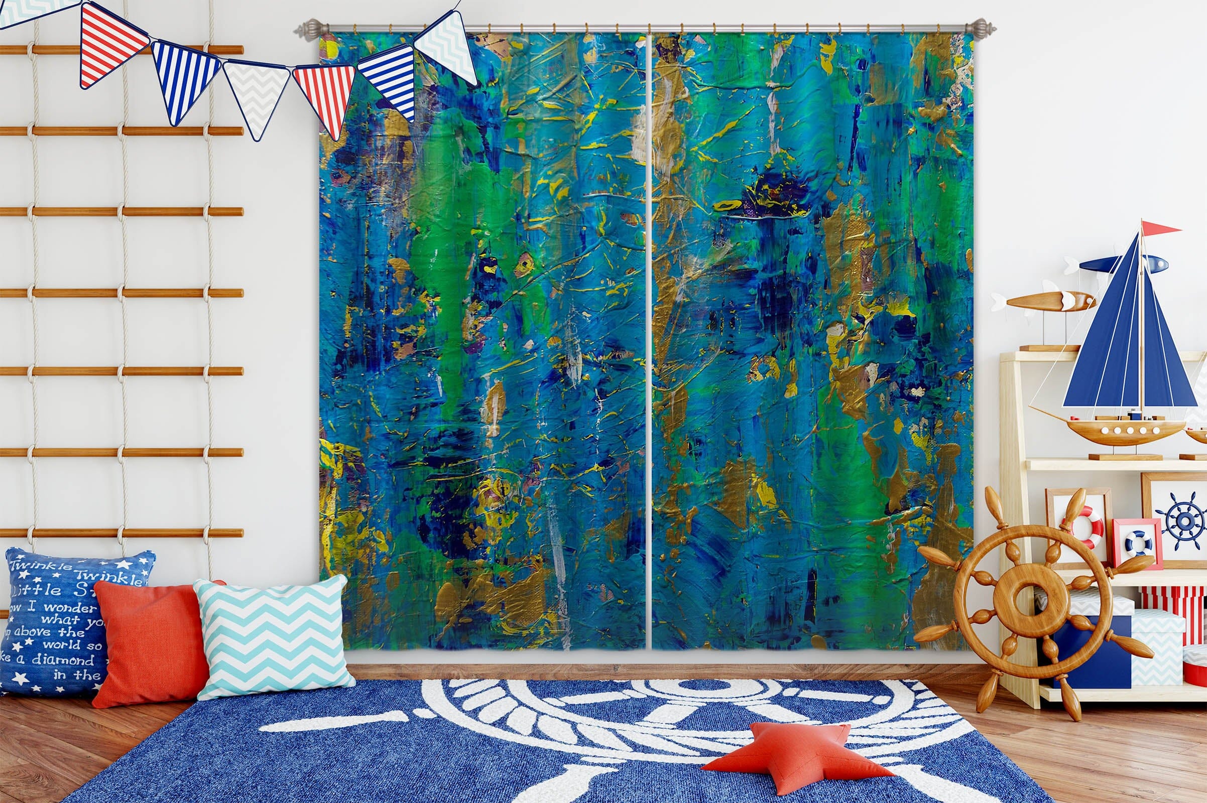 3D Blue River 245 Allan P. Friedlander Curtain Curtains Drapes Curtains AJ Creativity Home