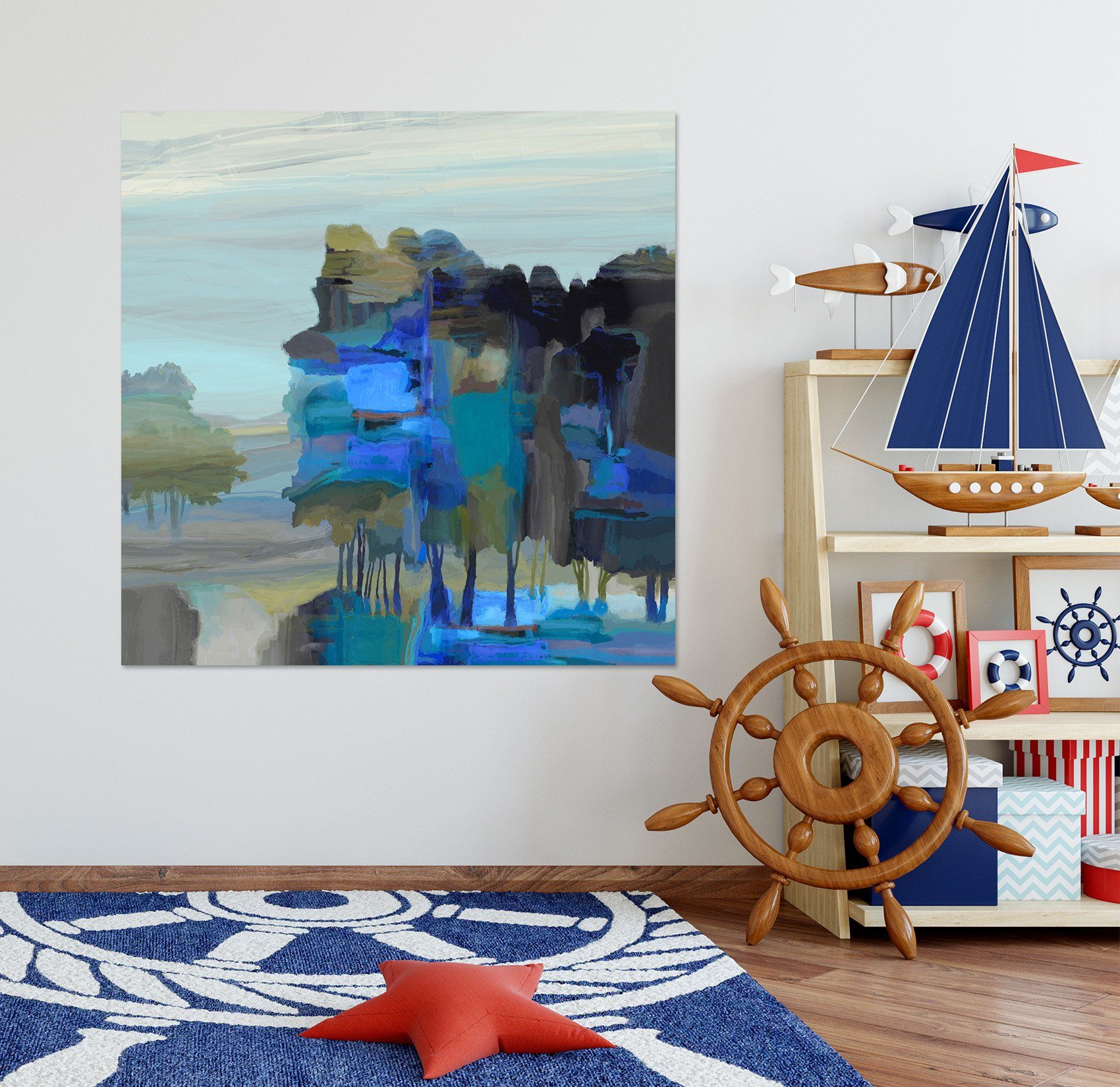 3D Blue Lake 027 Michael Tienhaara Wall Sticker Wallpaper AJ Wallpaper 2
