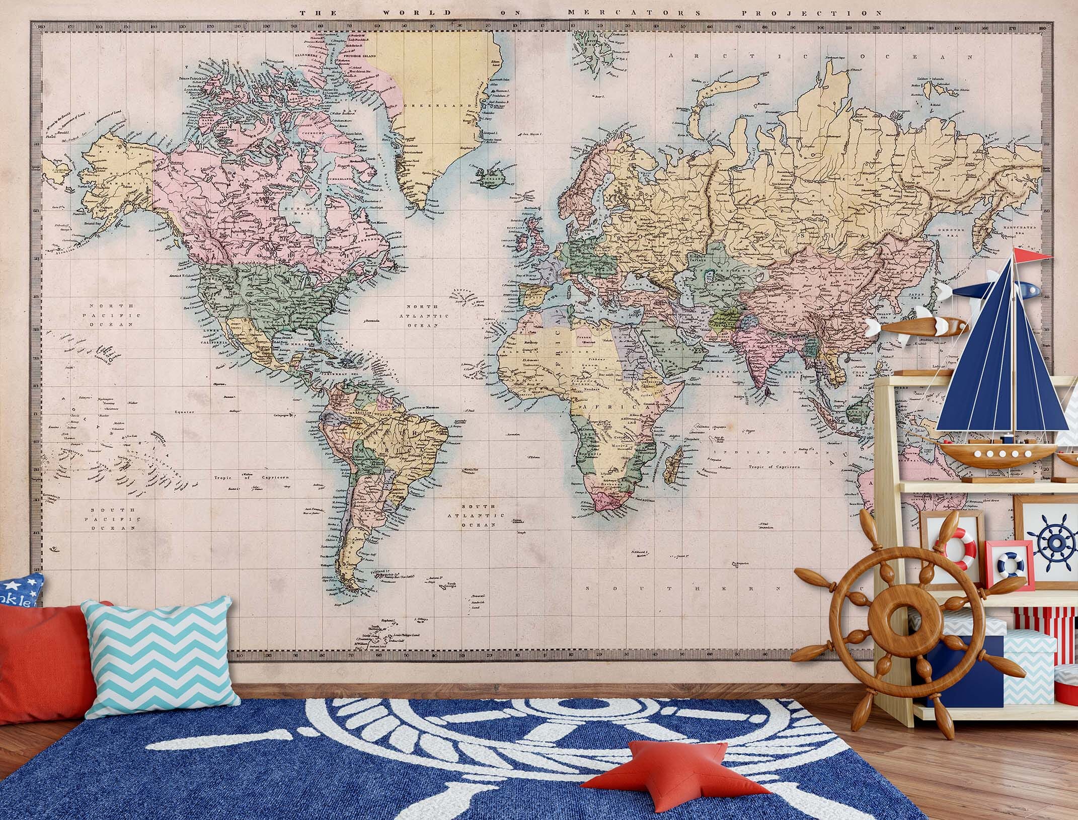 3D Retro World Map 121 Wall Murals Wallpaper AJ Wallpaper 2
