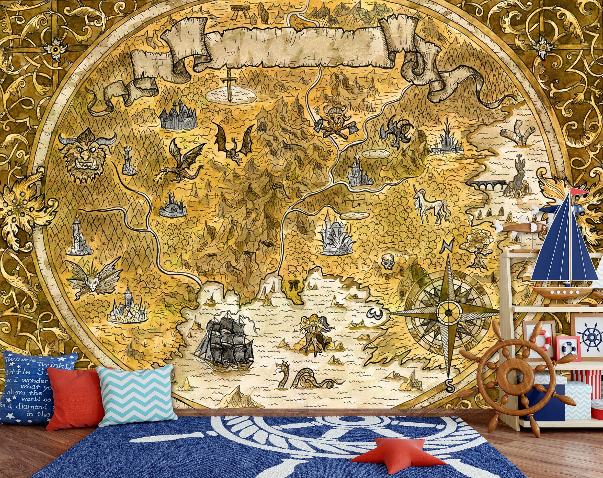 3D Yellow Valley 2150 World Map Wall Murals Wallpaper AJ Wallpaper 2