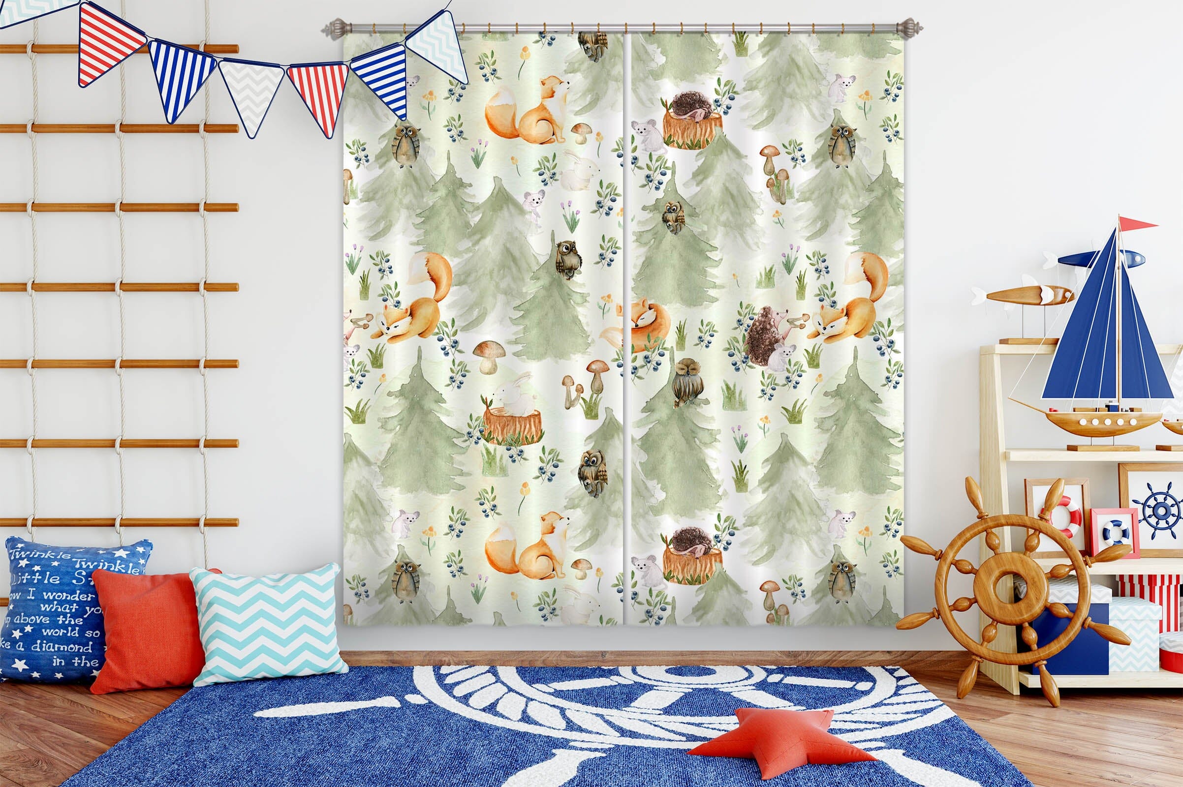 3D Fox Mushroom 108 Uta Naumann Curtain Curtains Drapes Curtains AJ Creativity Home