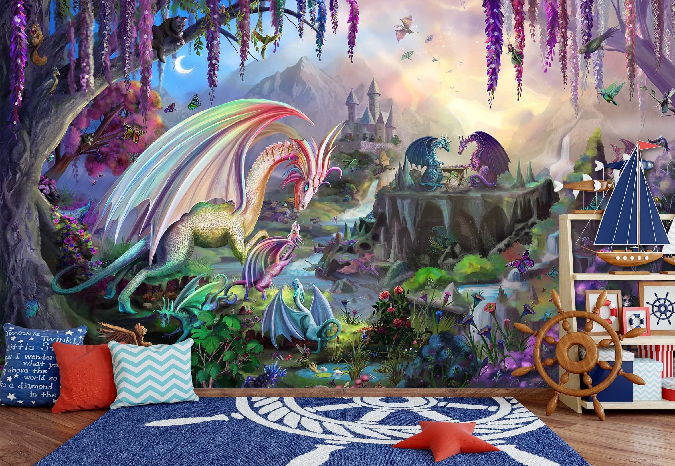 3D Dragon Valley 1409 Rose Catherine Khan Wall Mural Wall Murals Wallpaper AJ Wallpaper 2