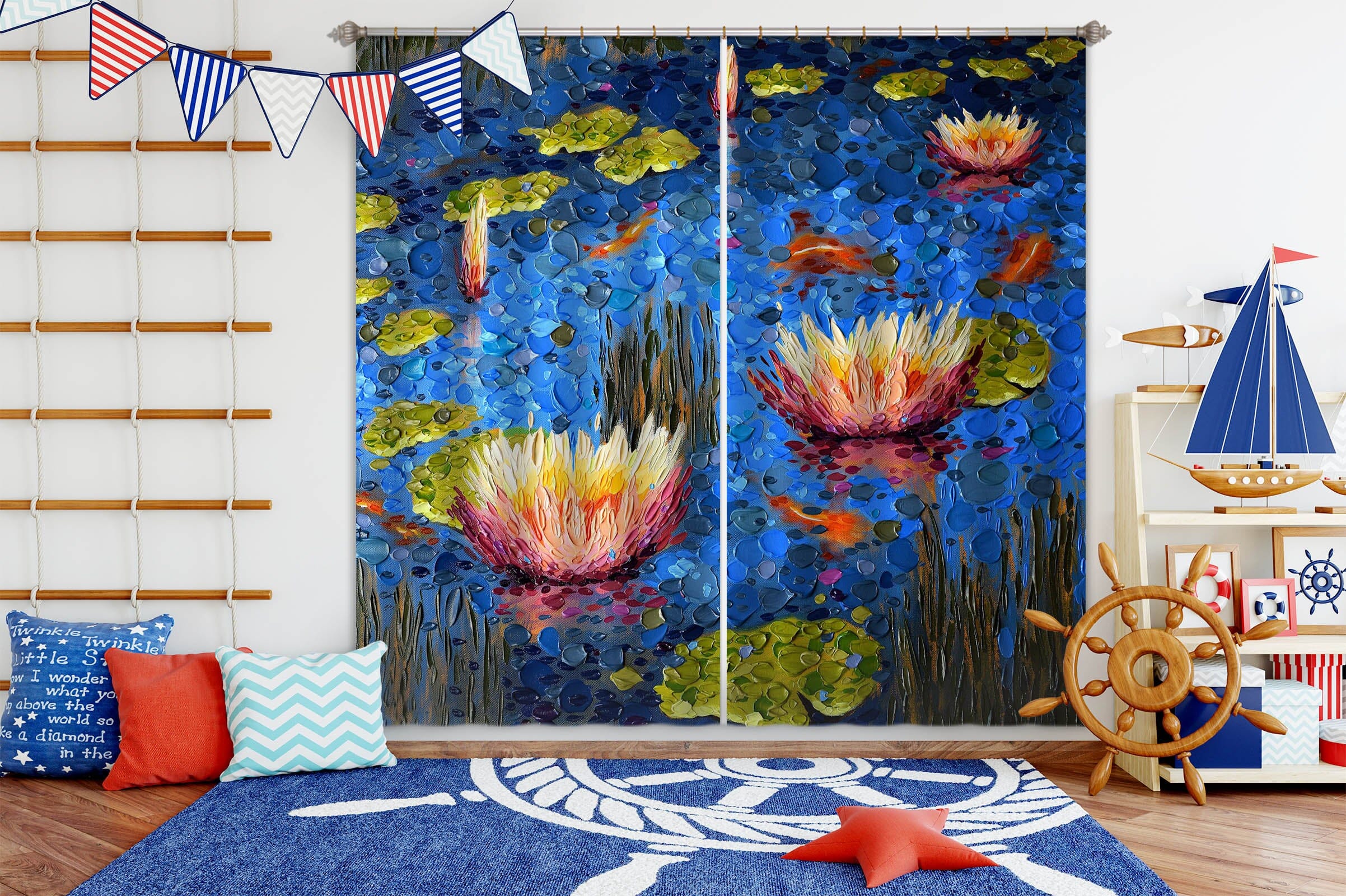 3D Lotus Pond 049 Dena Tollefson Curtain Curtains Drapes Curtains AJ Creativity Home 