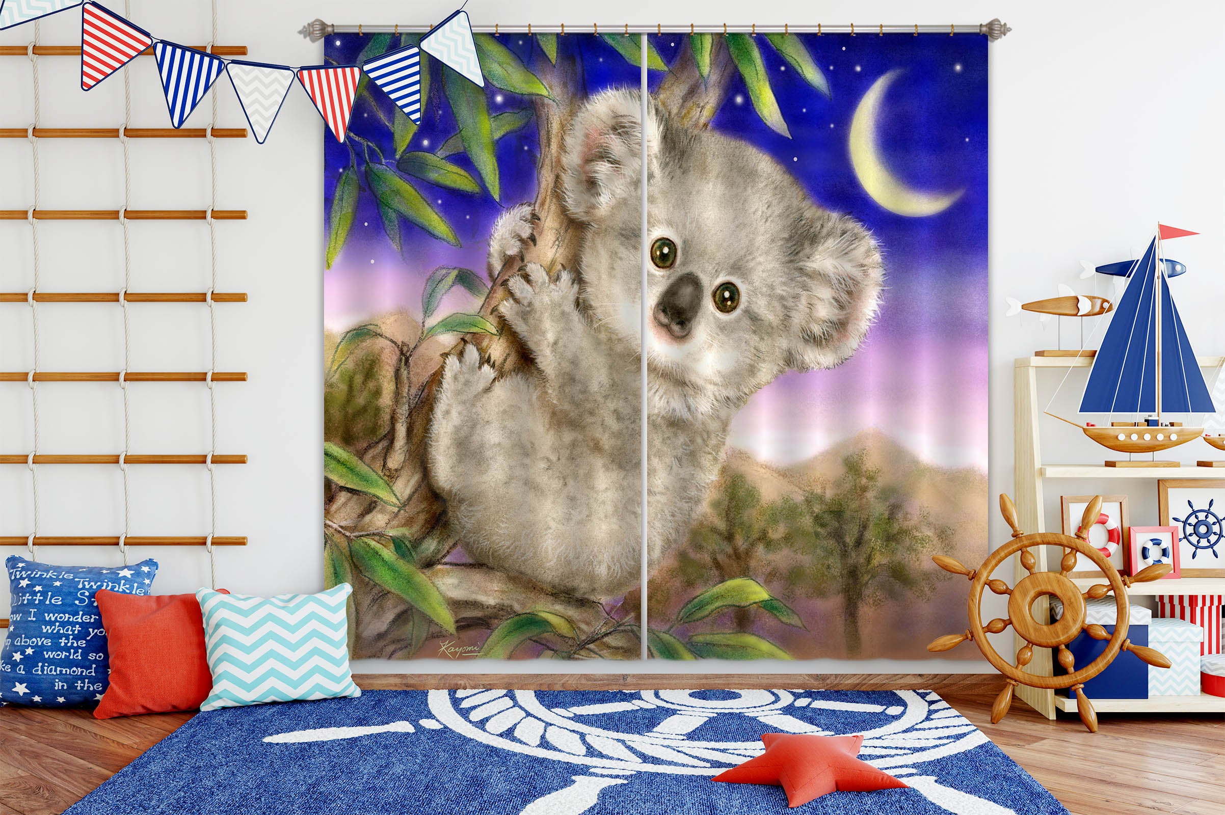 3D Koala Moon 9004 Kayomi Harai Curtain Curtains Drapes