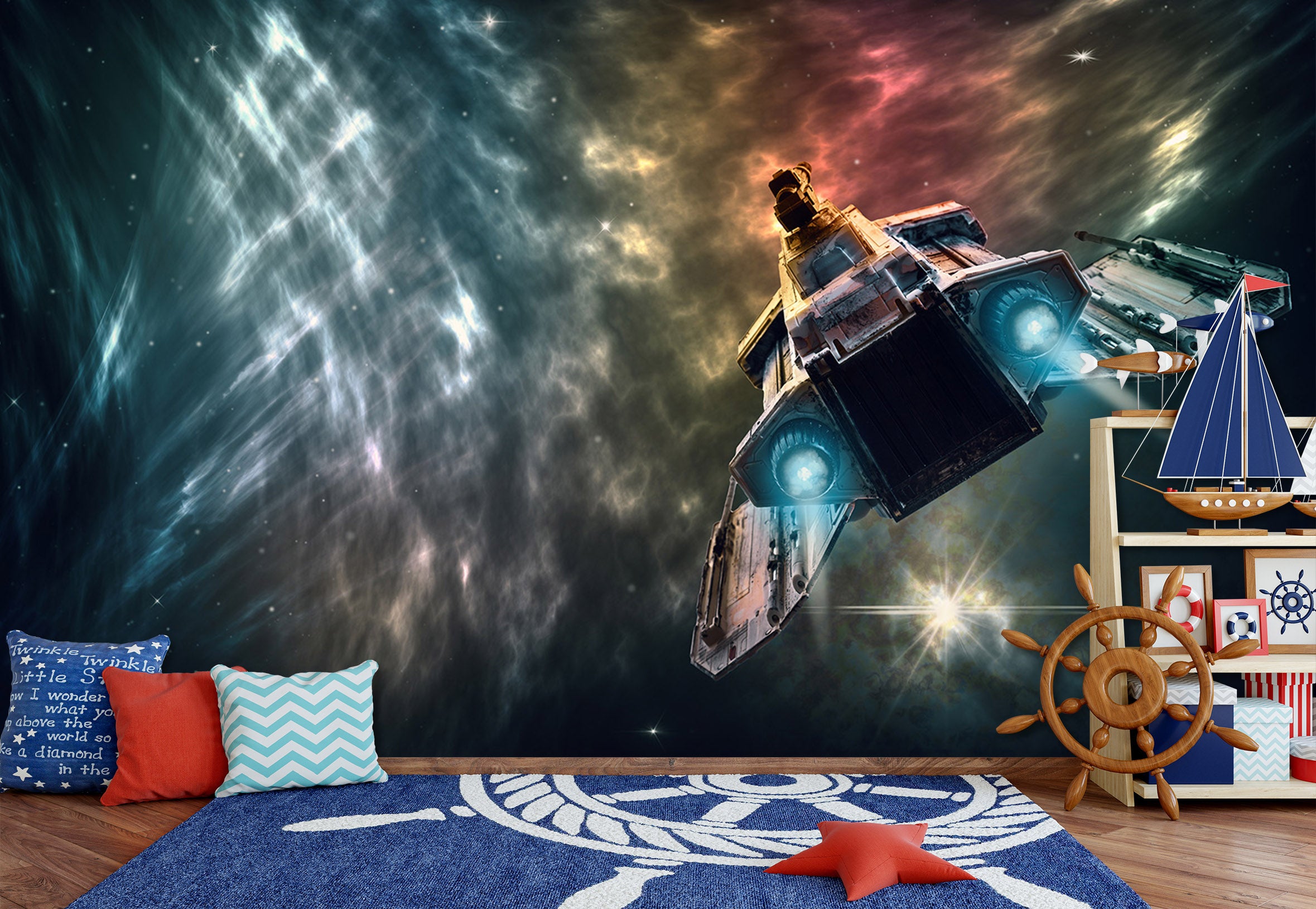 3D Spaceship Light 212 Vehicle Wall Murals