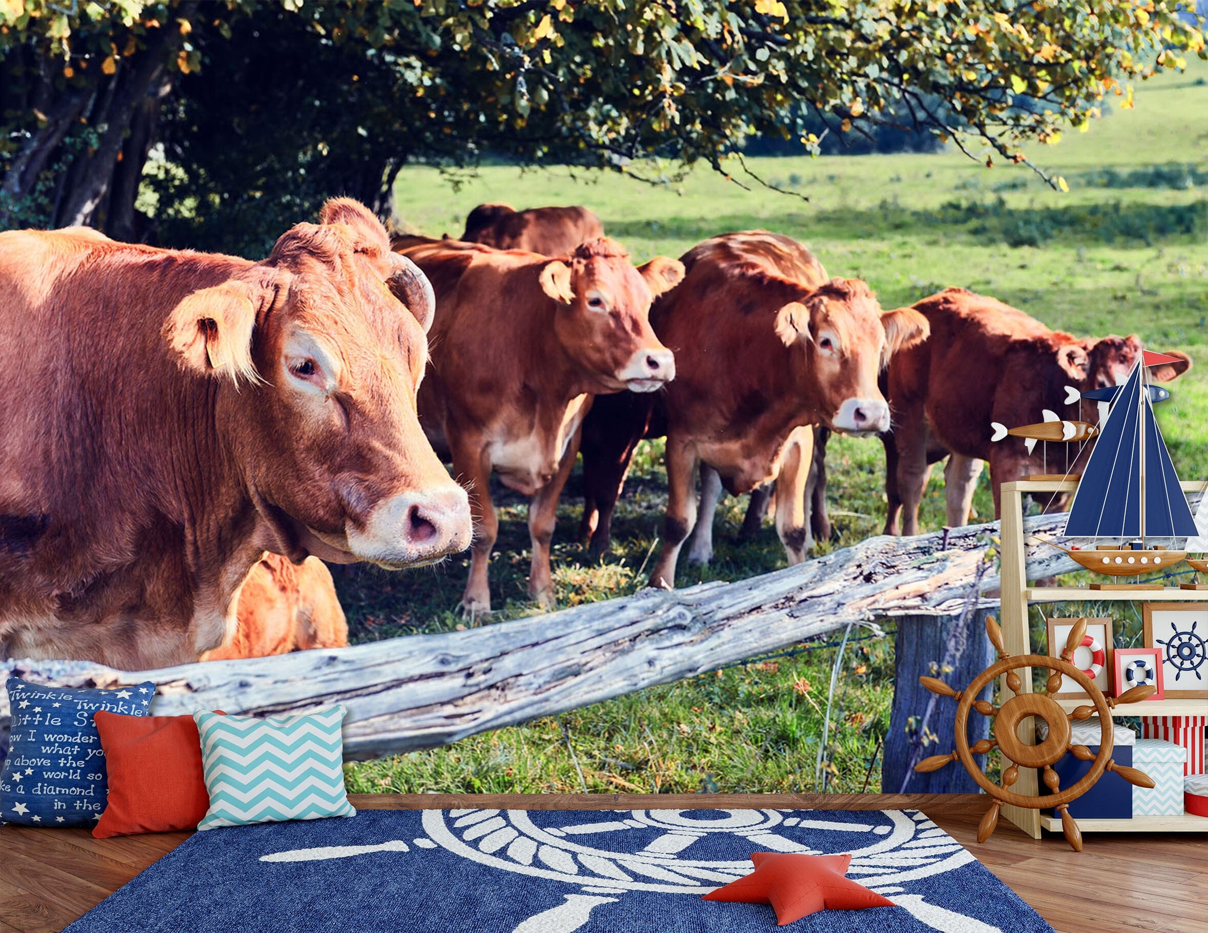 3D Cow Tree 295 Wall Murals Wallpaper AJ Wallpaper 2